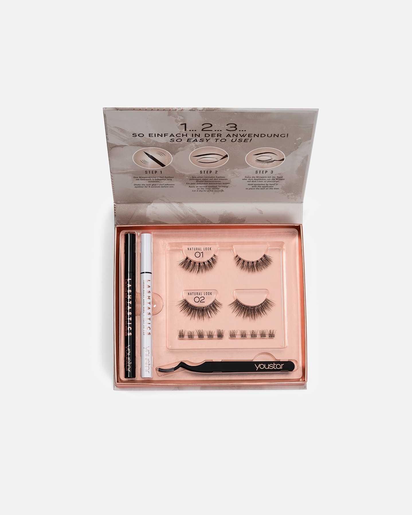 Künstliche Wimpern für Weiblich youstar Lashtastics 3D Eyelash Set Natural Look 1 Stk.