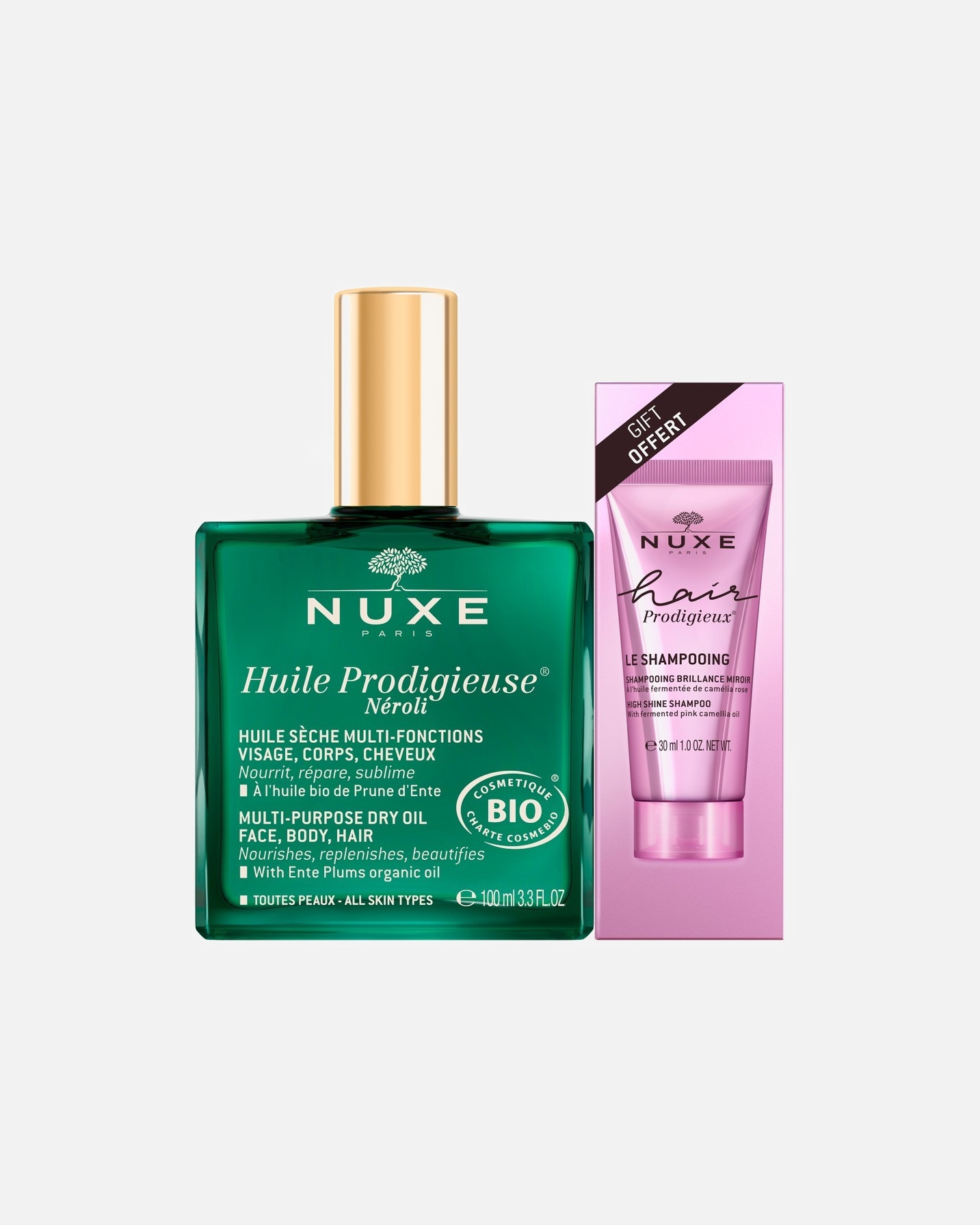 Haarpflegeset für Unisex NUXE Néroli Huile Prodigieuse Néroli Bio 100 ml + Hair Prodigieux Le Shampoo Brillance Miroir 30 ml
