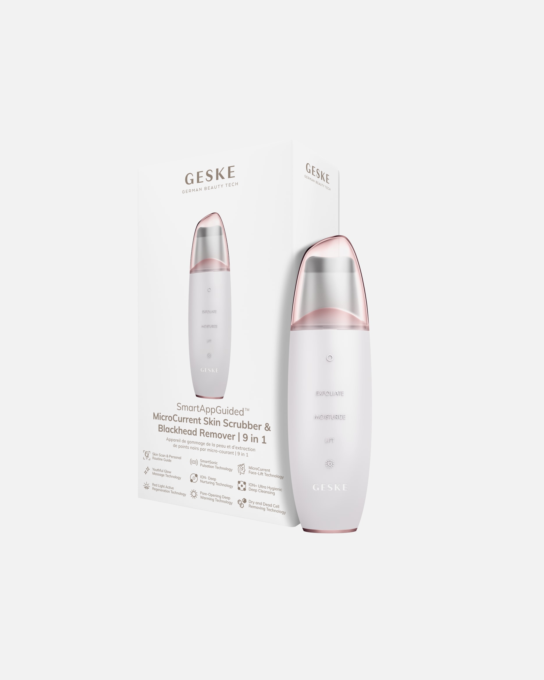 Elektrisches Gesichtsmassagegerät für Unisex Geske SmartAppGuided™ MicroCurrent Skin Scrubber & Blackhead Remover 9 in 1 1 Stück
