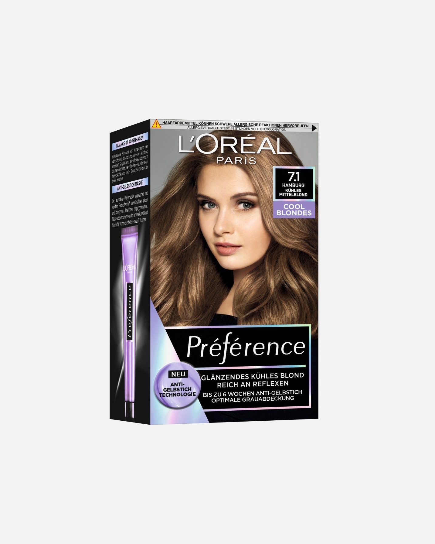 Haarfarbe für Weiblich L’Oréal Paris Preference Cool Blondes Kühles Mittelblond 7.1