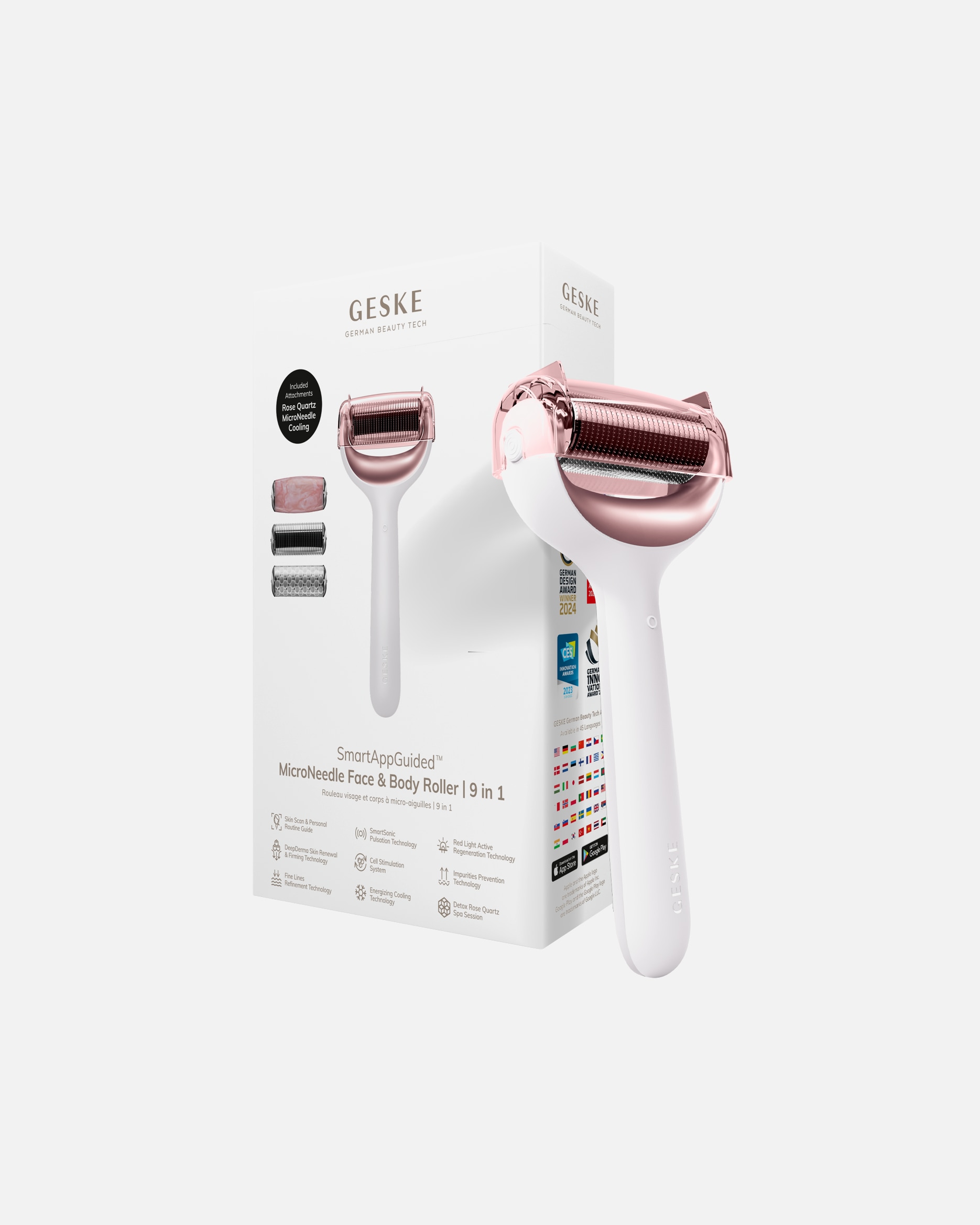 Reinigungsinstrument für Unisex GESKE SmartAppGuided™ MicroNeedle Face & Body Roller | 9 in 1 1 Stück