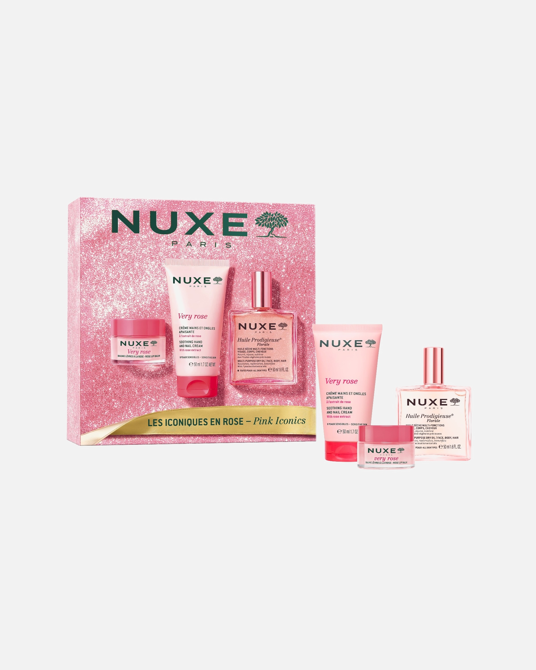 Körperpflegeset für Unisex NUXE Huile Prodigieuse® Christmas Die Ikonen in Pink 1 Stück