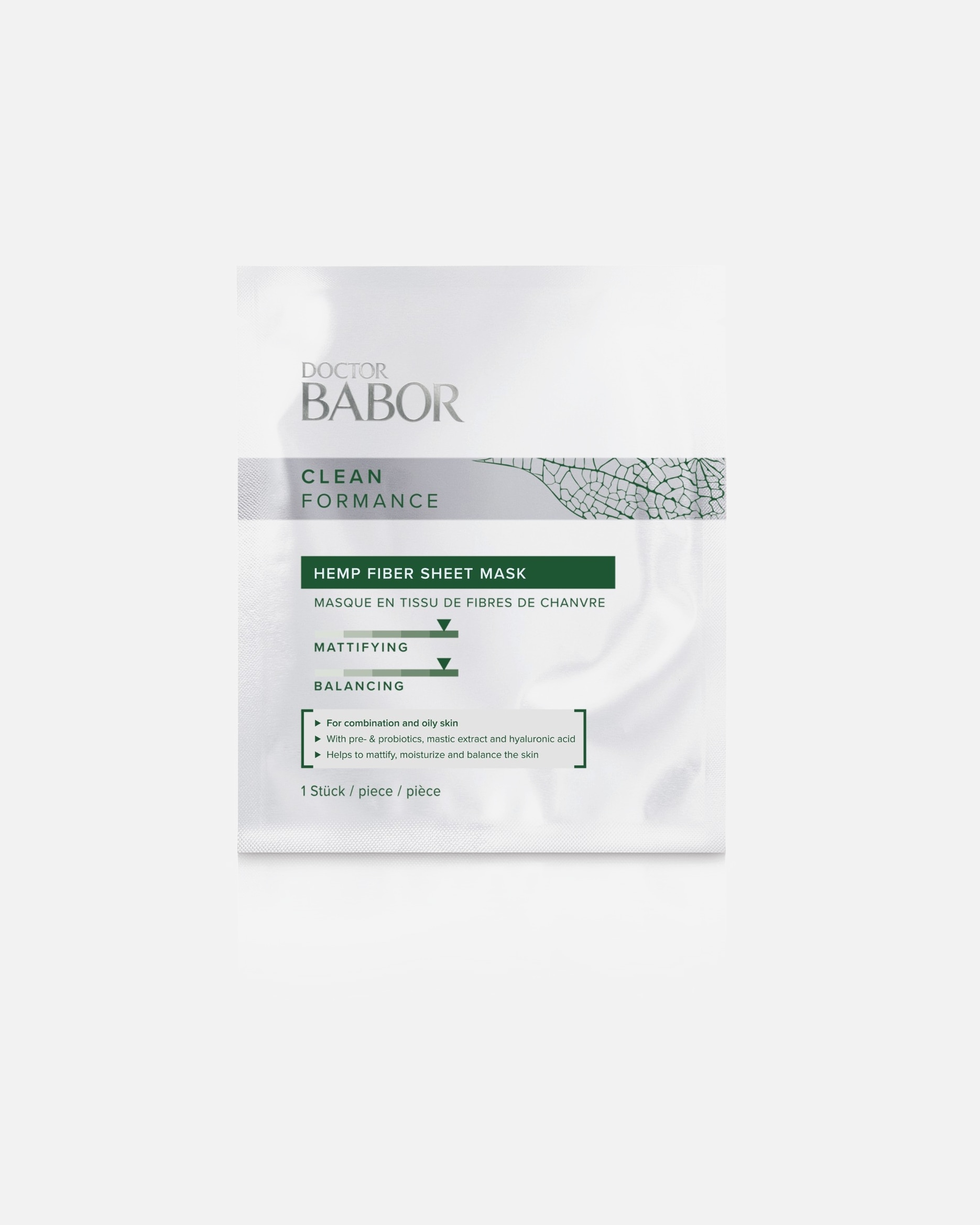 Tuchmaske für Unisex BABOR Cleanformance Hemp Fiber Sheet Mask 1 Stk.