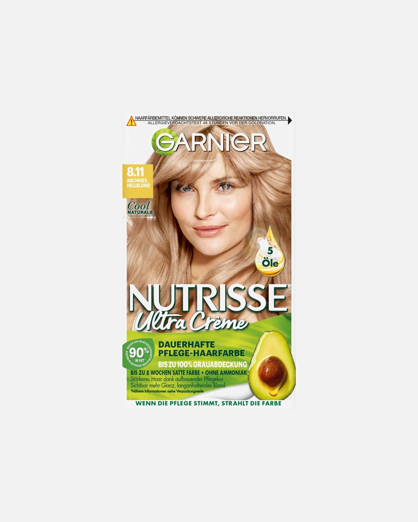 Haarfarbe für Weiblich Garnier Nutrisse Ultra Crème Nr. 8.11 - Aschiges Hellblond