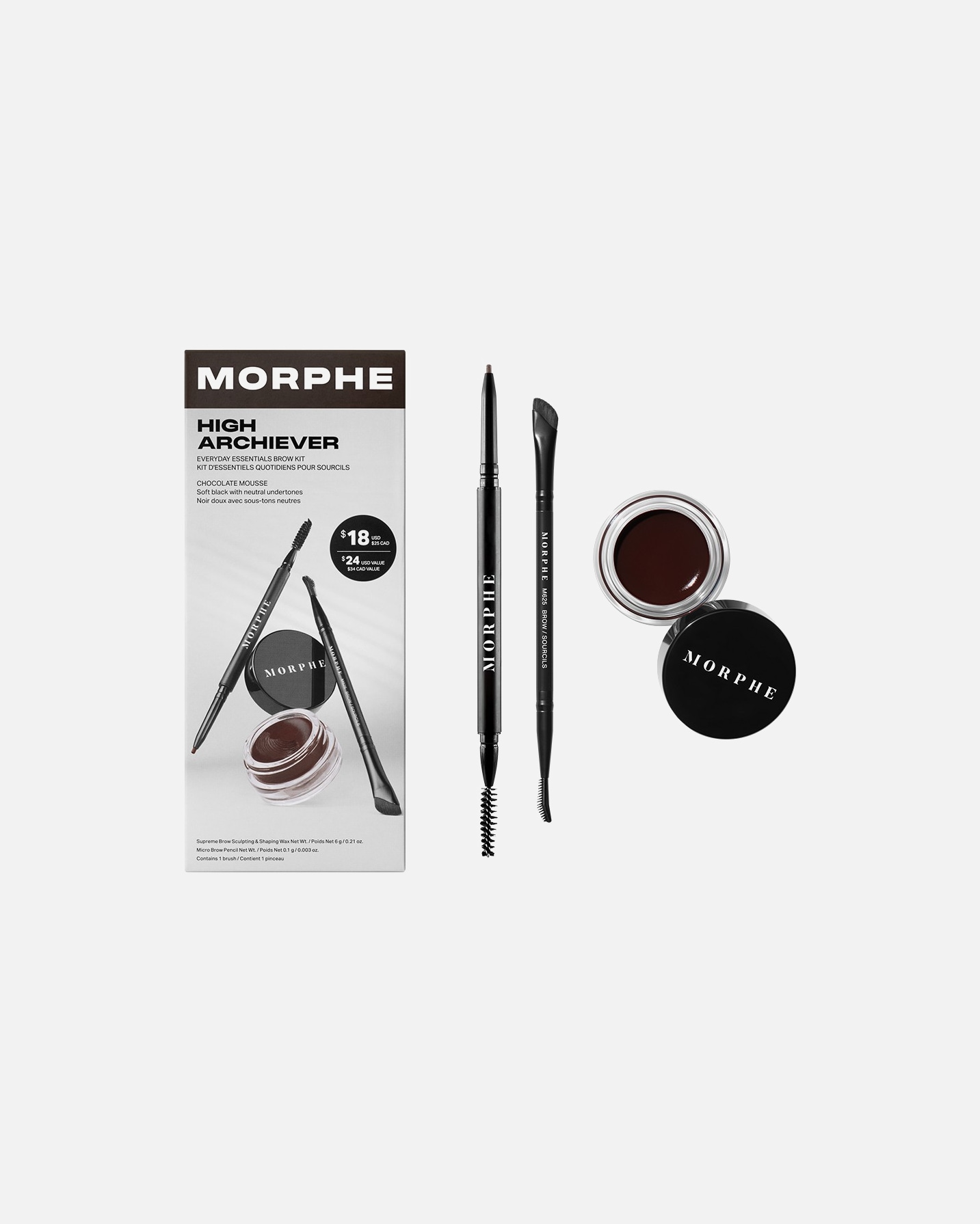 Augenbrauen Make-up Set für Unisex Morphe High Archiever Everyday Essentials CHOCOLATE MOUSSE