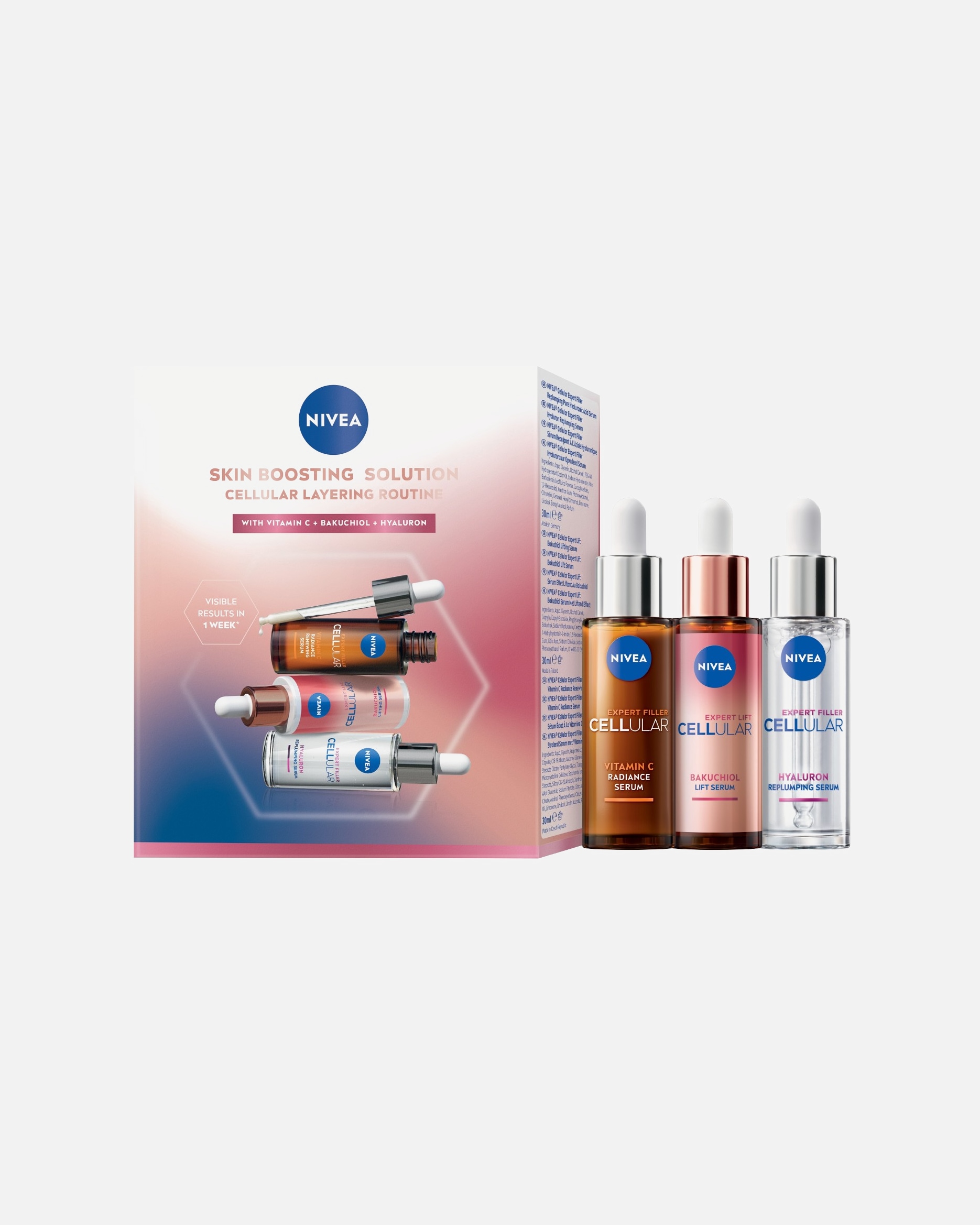 Gesichtspflegeset für Unisex NIVEA Cellular Expert Filler Serum Routine 1 Stück