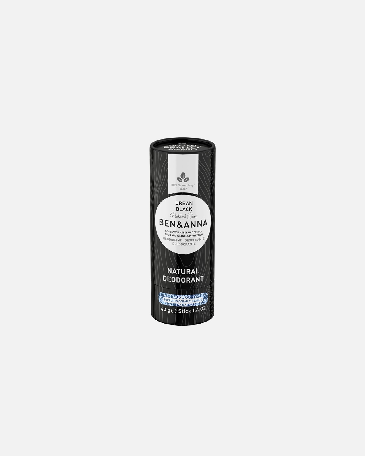 Deodorant für Unisex Ben & Anna Pappröhre Deodorant Urban Black 40 Gramm