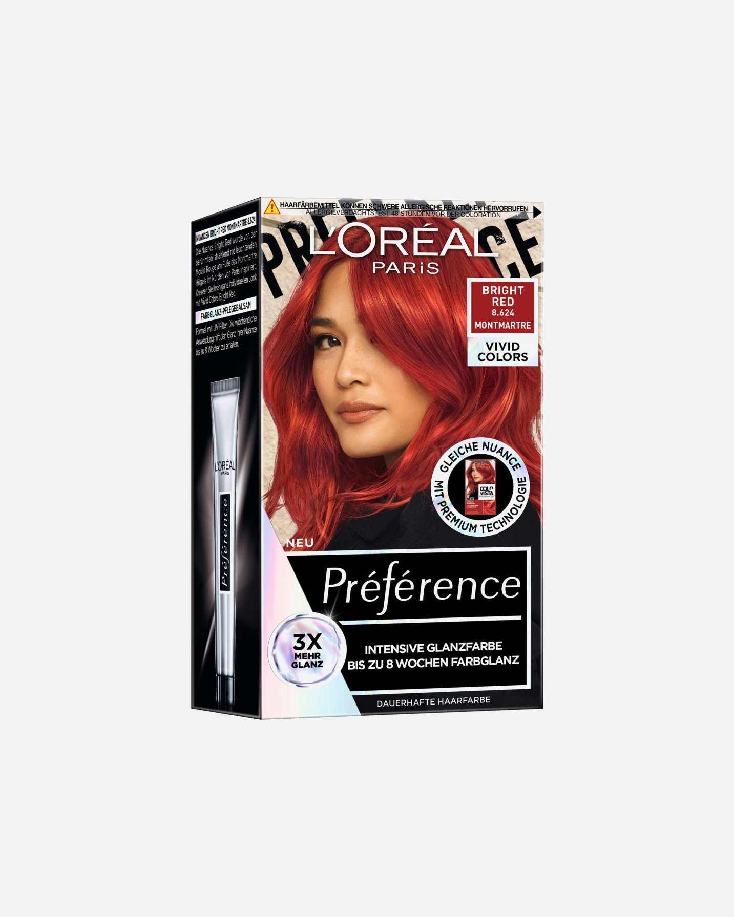 Haarfarbe für Unisex L’Oréal Paris Preference Vivid Colors Nr. 8.624 - Bright Red