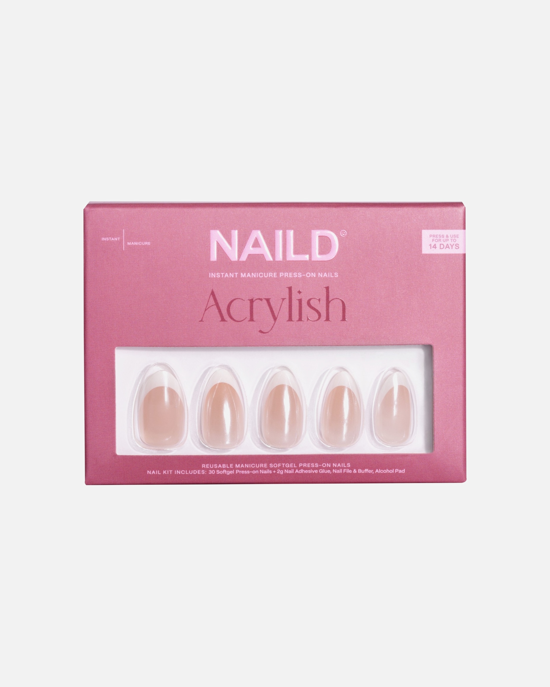 Kunstnägel für Unisex NAILD Glazed French Almond Softgel Press On Nails 1 Stück