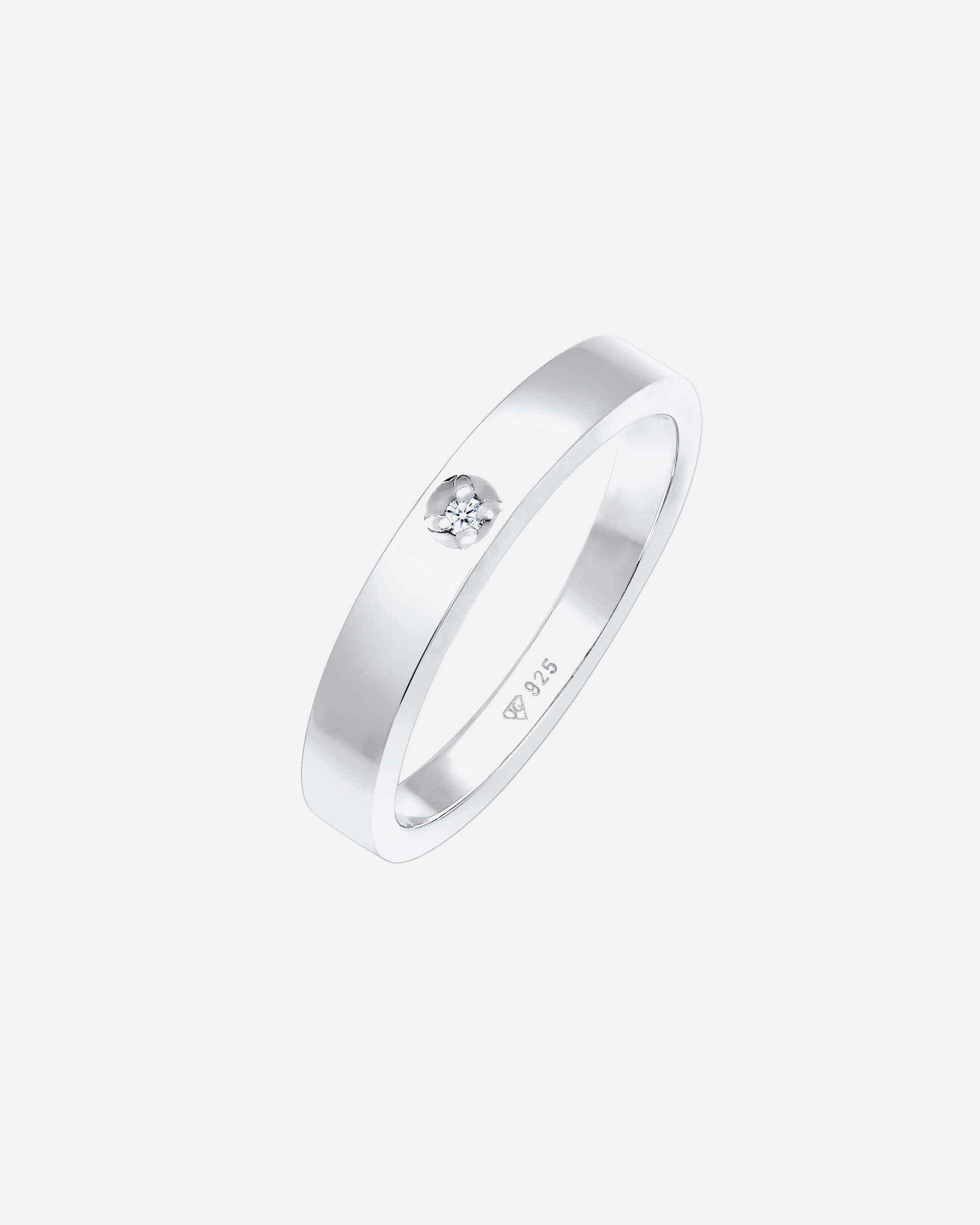 Ring für Weiblich Elli DIAMONDS Solitär Bandring Diamant 0.015 ct. 925 Silber 56