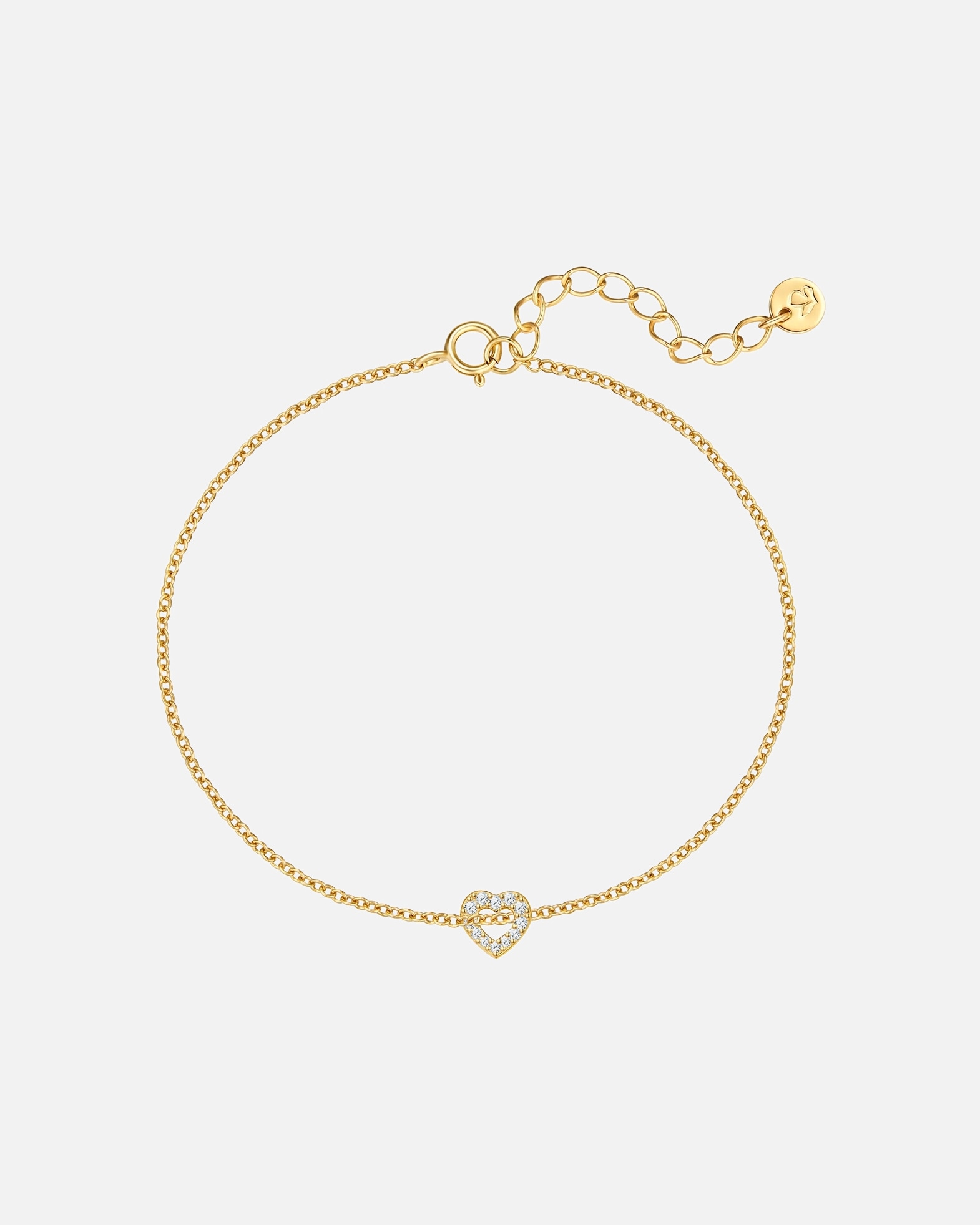 Armband für Weiblich Glanzstücke München Armband Herz aus Sterling Silber in gelbgold mit Zirkonia 17,0 cm Basislänge + 3,0 cm Verlängerung