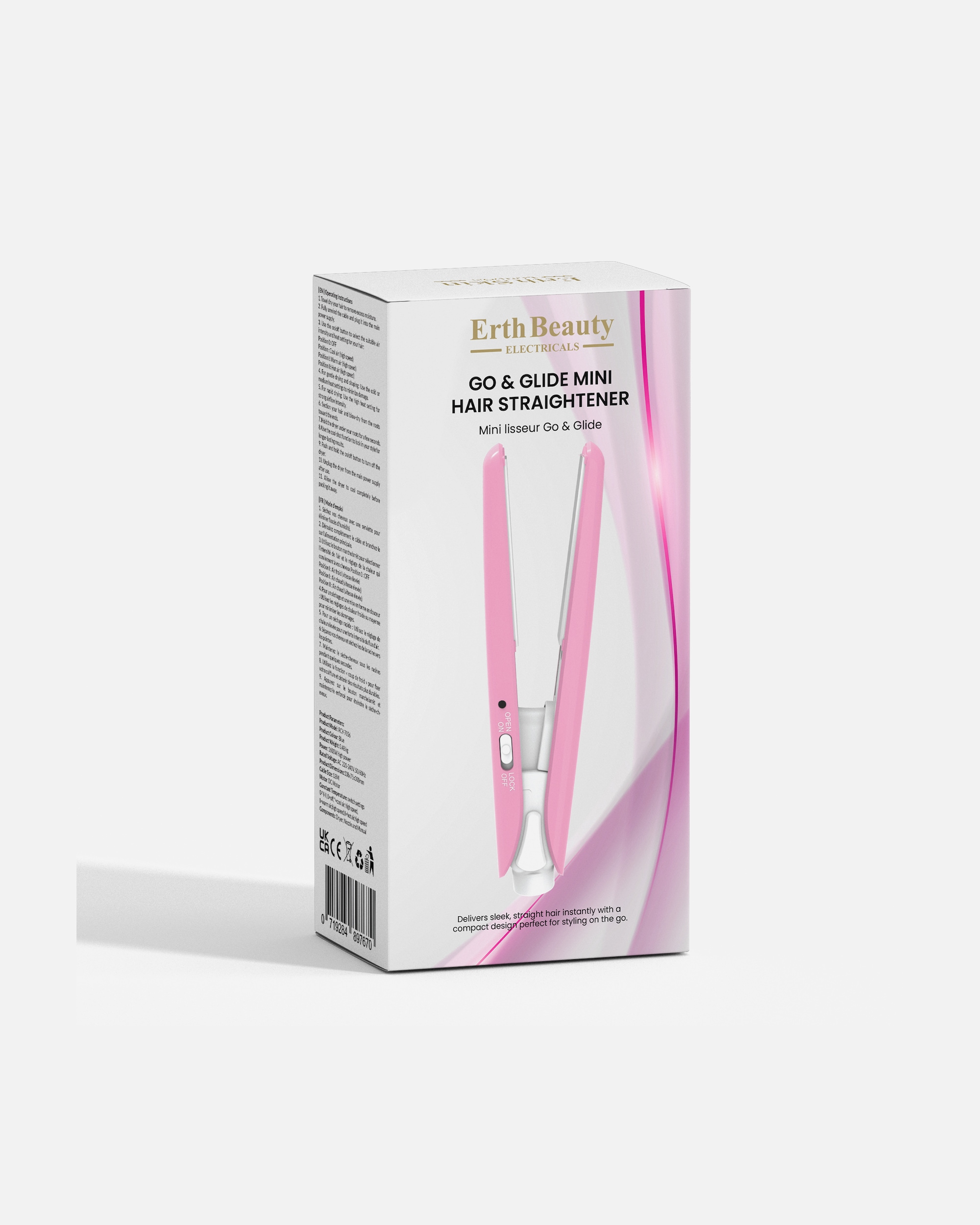 Glätteisen für Unisex ErthSkin London Go & Glide Mini-Haarglätteiser Rosa 1 Stück