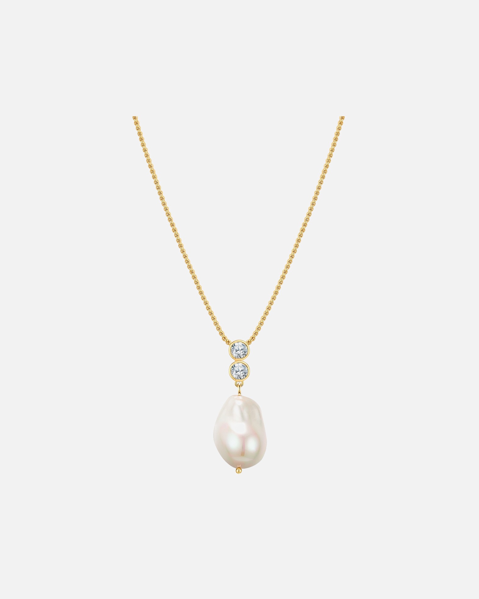 Halskette für Weiblich Yokoamii Halskette Messing Zirkonia Muschelkernperle in Gelbgold 1 Stück