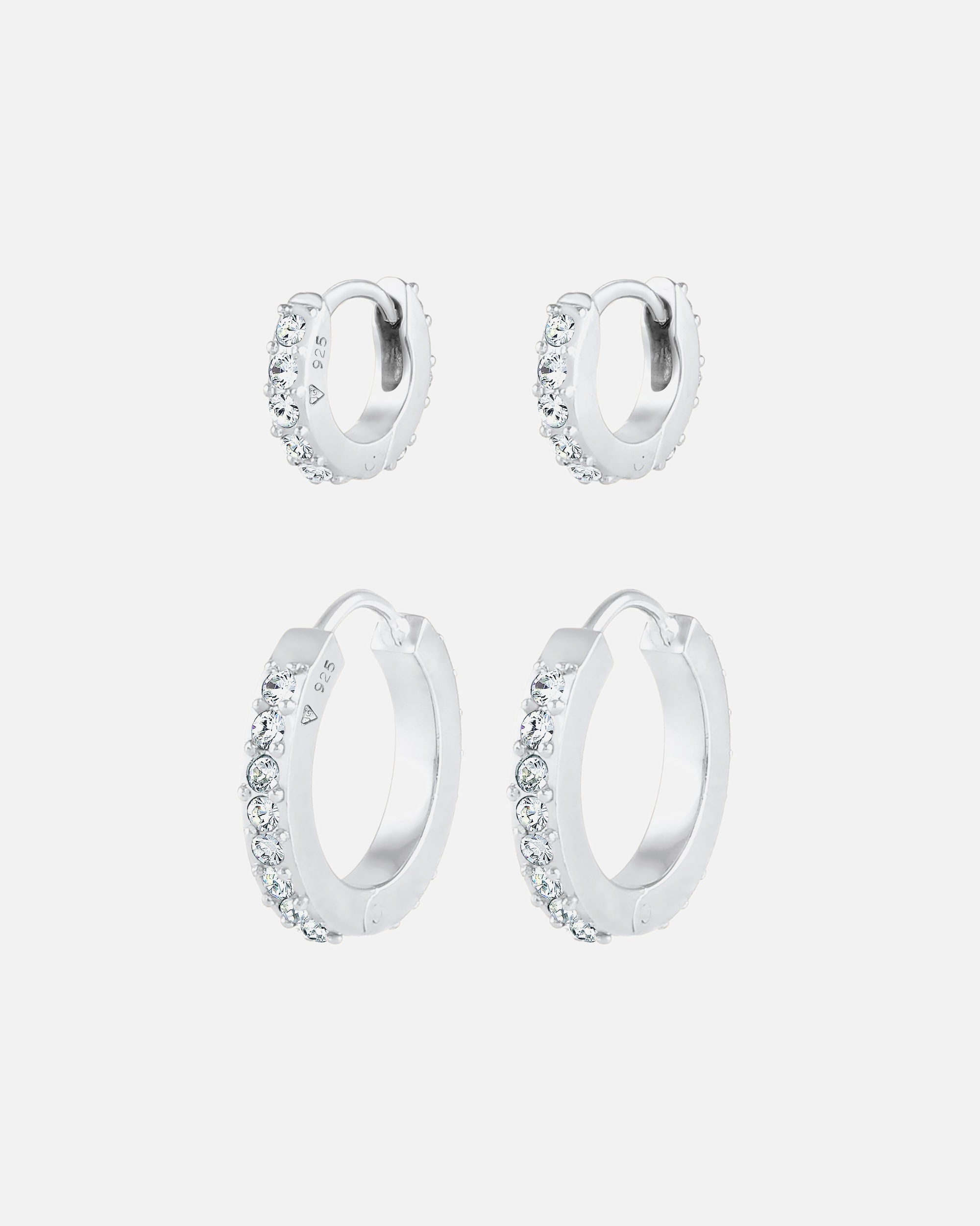 Ohrringe für Weiblich Elli 2er Set Creolen 925 Silber, mit Kristallen von Swarovski® 1 Stück