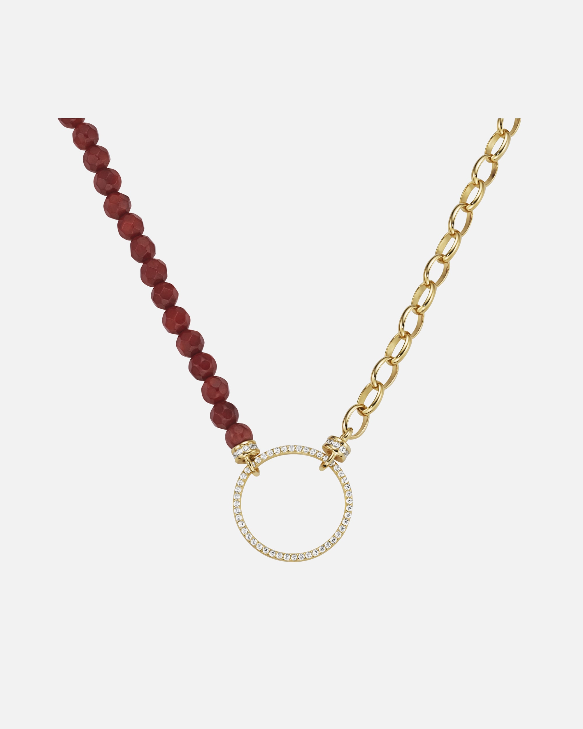 Halskette für Unisex Collier mit Ziersteinen, Silber 925 Gold