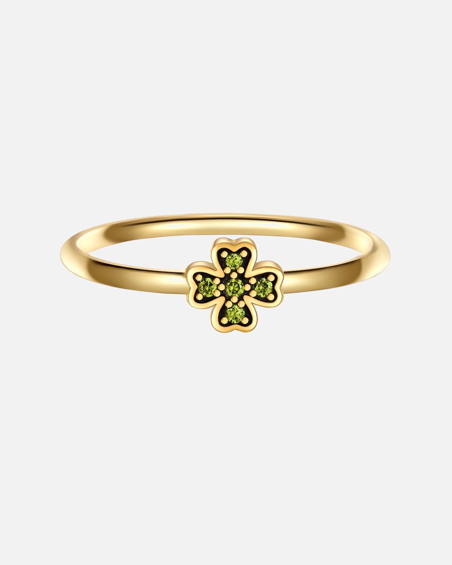 Ring für Weiblich Glanzstücke München Ring Sterling Silber gelbgold Zirkonia grün 48