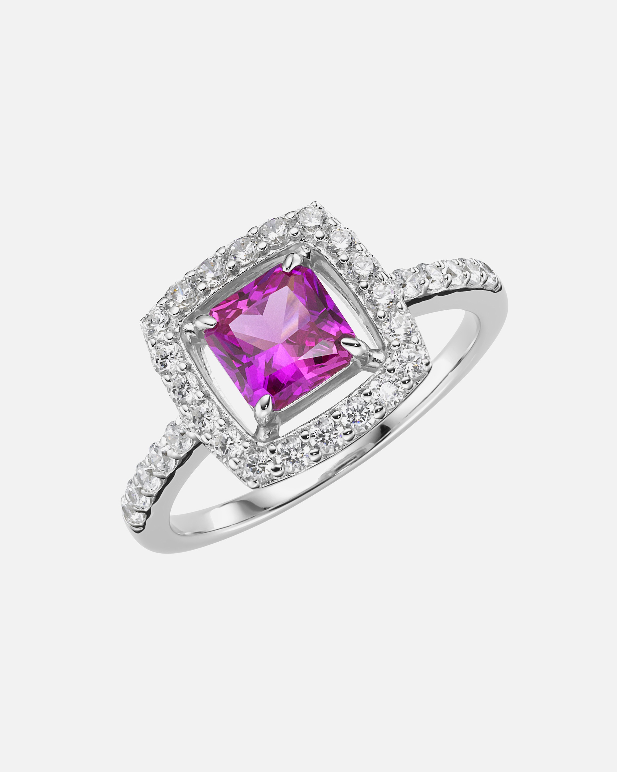 Ring für Unisex Ring in blau, fuchsia oder lila, Zirkonia weiß, Silber 925 58