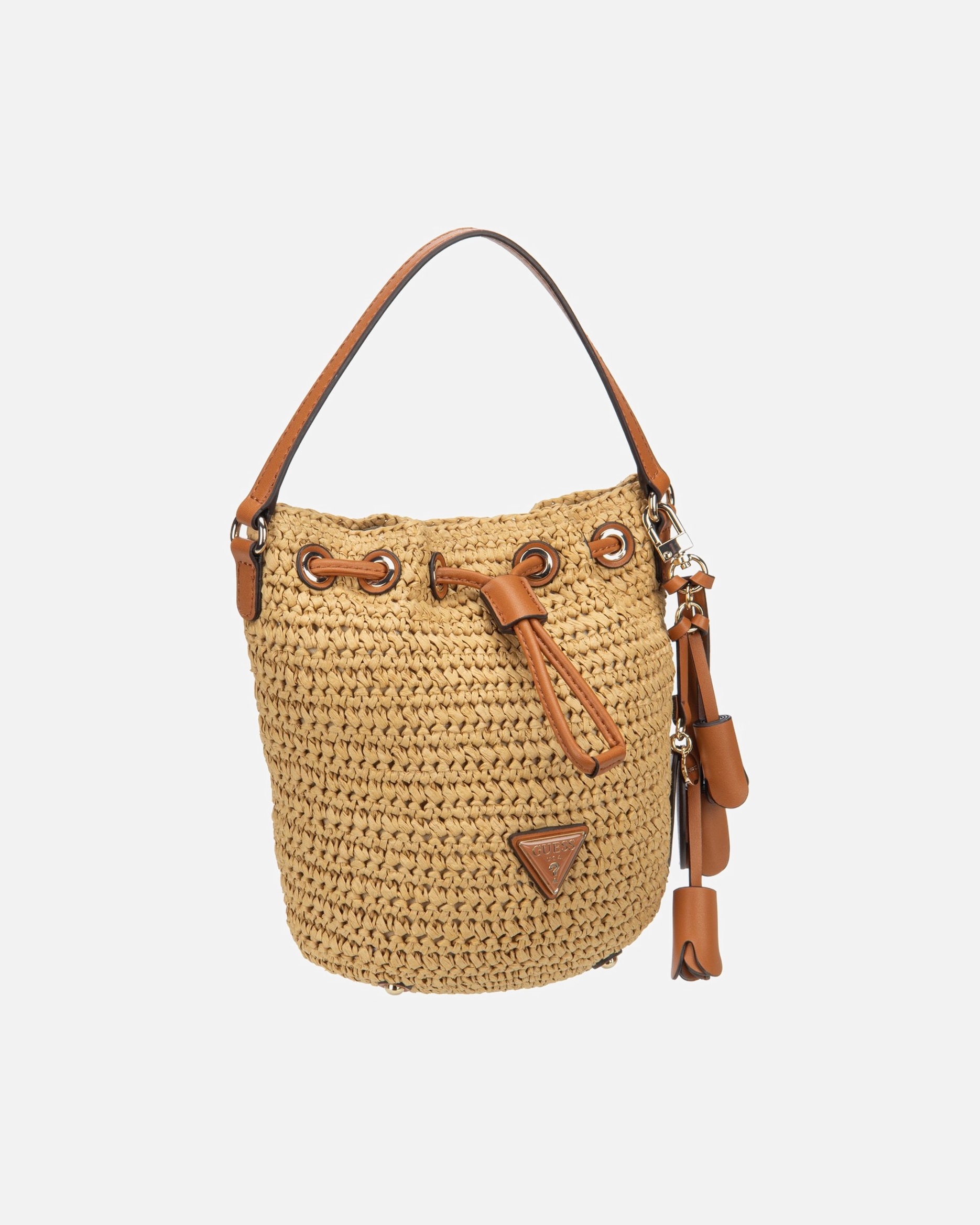 Handtasche für Weiblich GUESS Handtasche Ofelia Top Handle Bucket Natural/Cognac