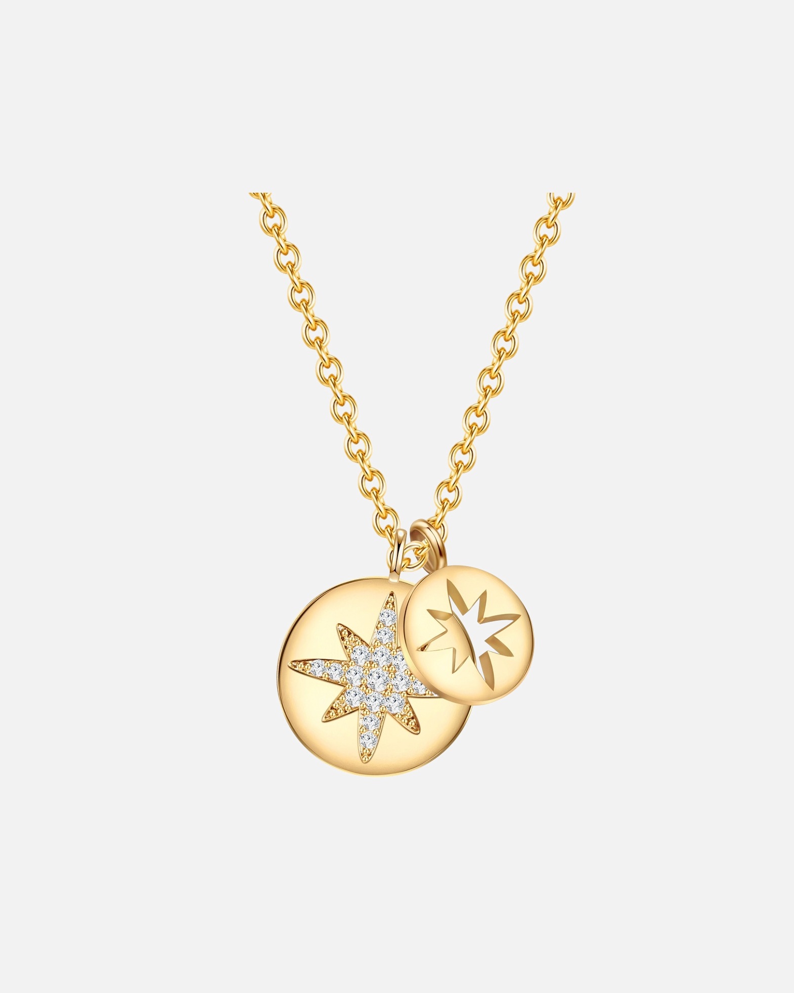 Halskette für Weiblich Lulu & Jane Halskette Stern aus Metall in Gelbgold mit Zirkonia 40,5 cm Basiskette + 5,0 cm Verlängerung