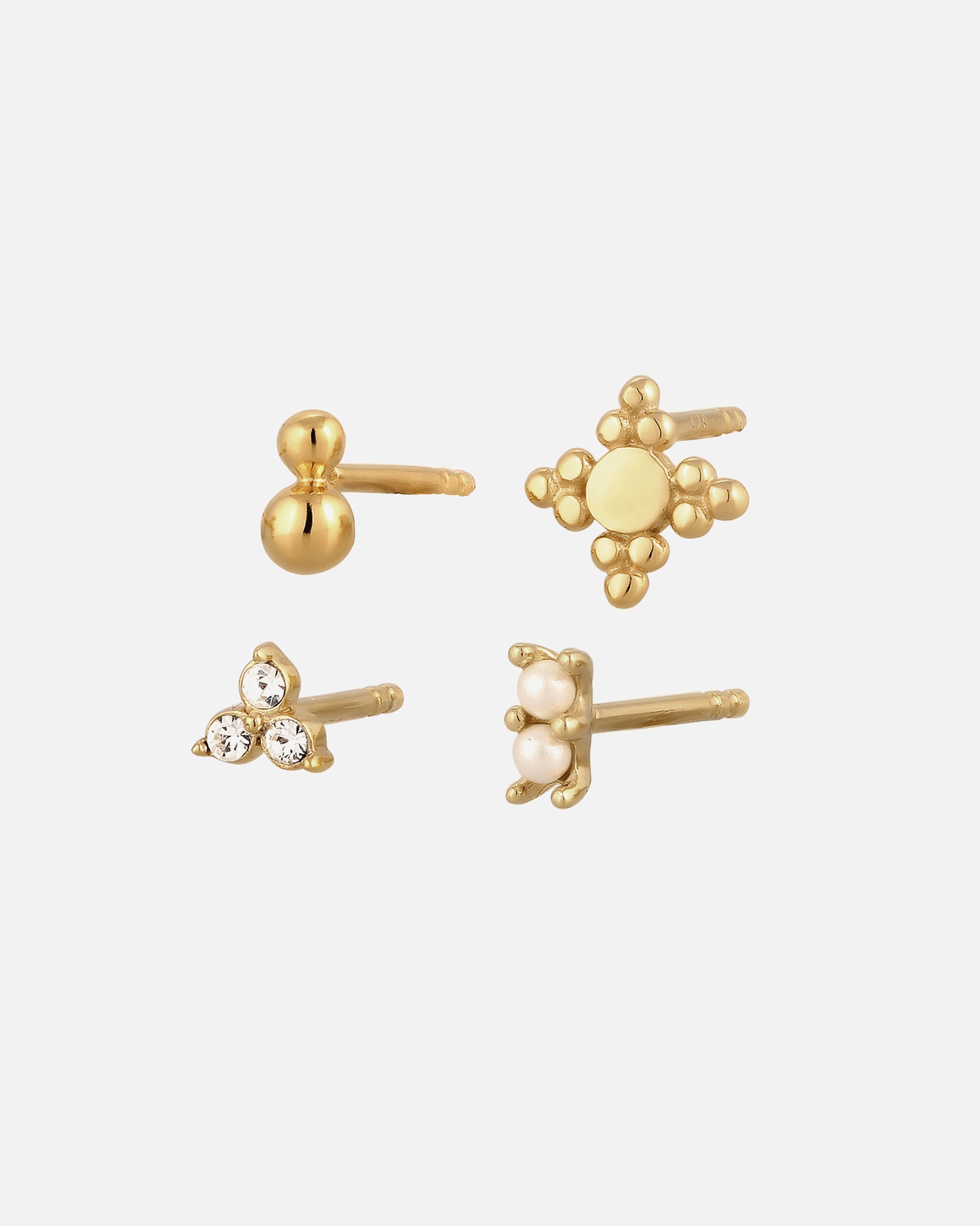 Ohrringe für Weiblich Elli Ohrstecker Set mit Perlen Kristalle von Swarovski® 925 Sterling Silber goldfarben