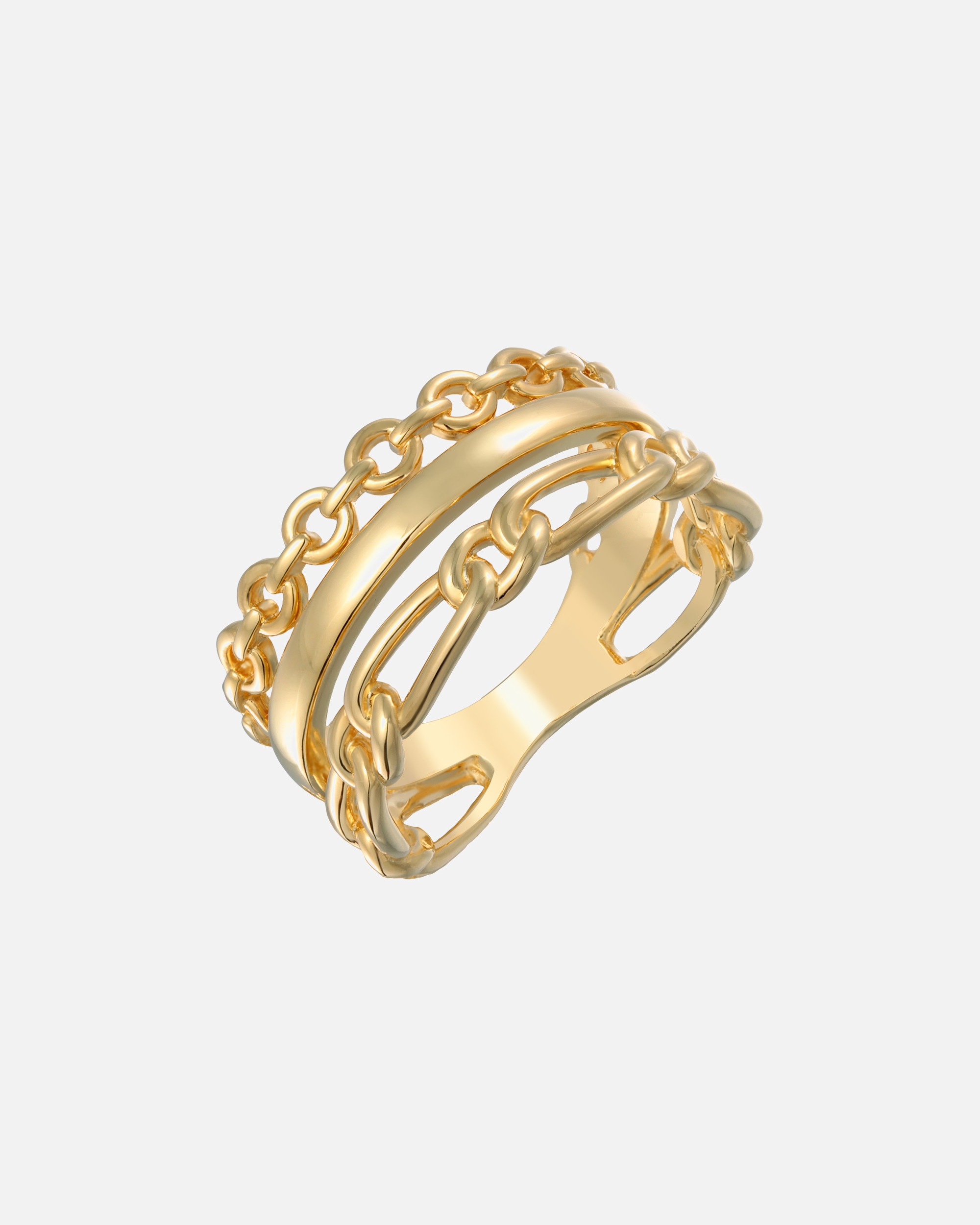 Ring für Weiblich Elli Elli Ring Glieder Bandring 3-reihig Farbe Gold für Damen 56