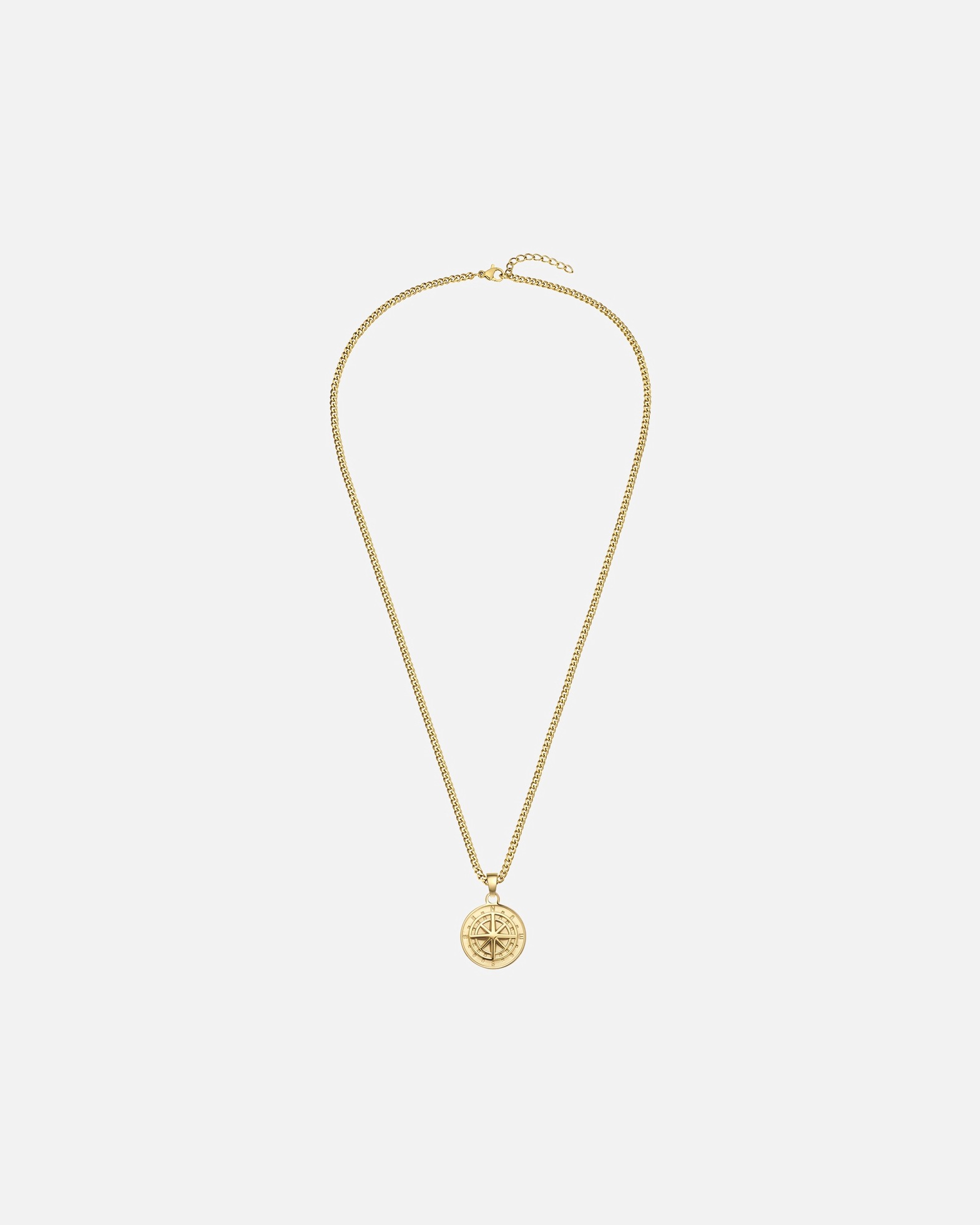 Halskette für Männlich True Rebels Halskette Kompass aus Edelstahl in gelbgold 55,0 cm Basiskette + 3,0 cm Verlängerung