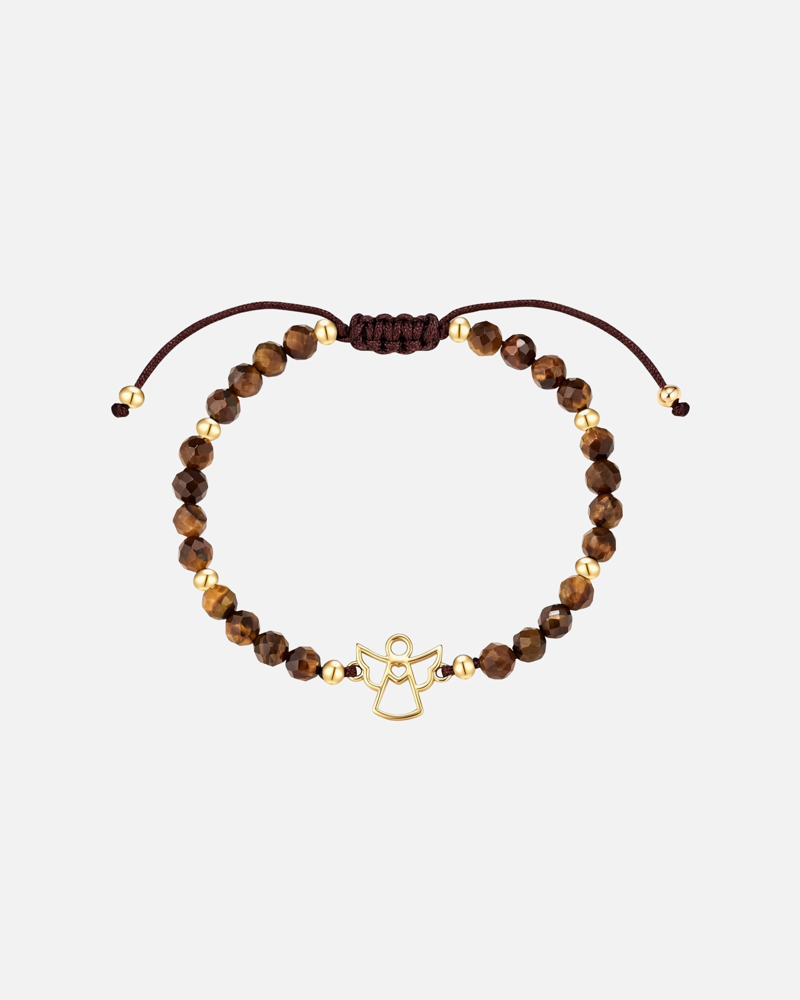 Armband für Weiblich Rafaela Donata Armband Engel aus Messing in Gelbgold mit Tigerauge 15,0 - 22,0 cm, flexibel einstellbar