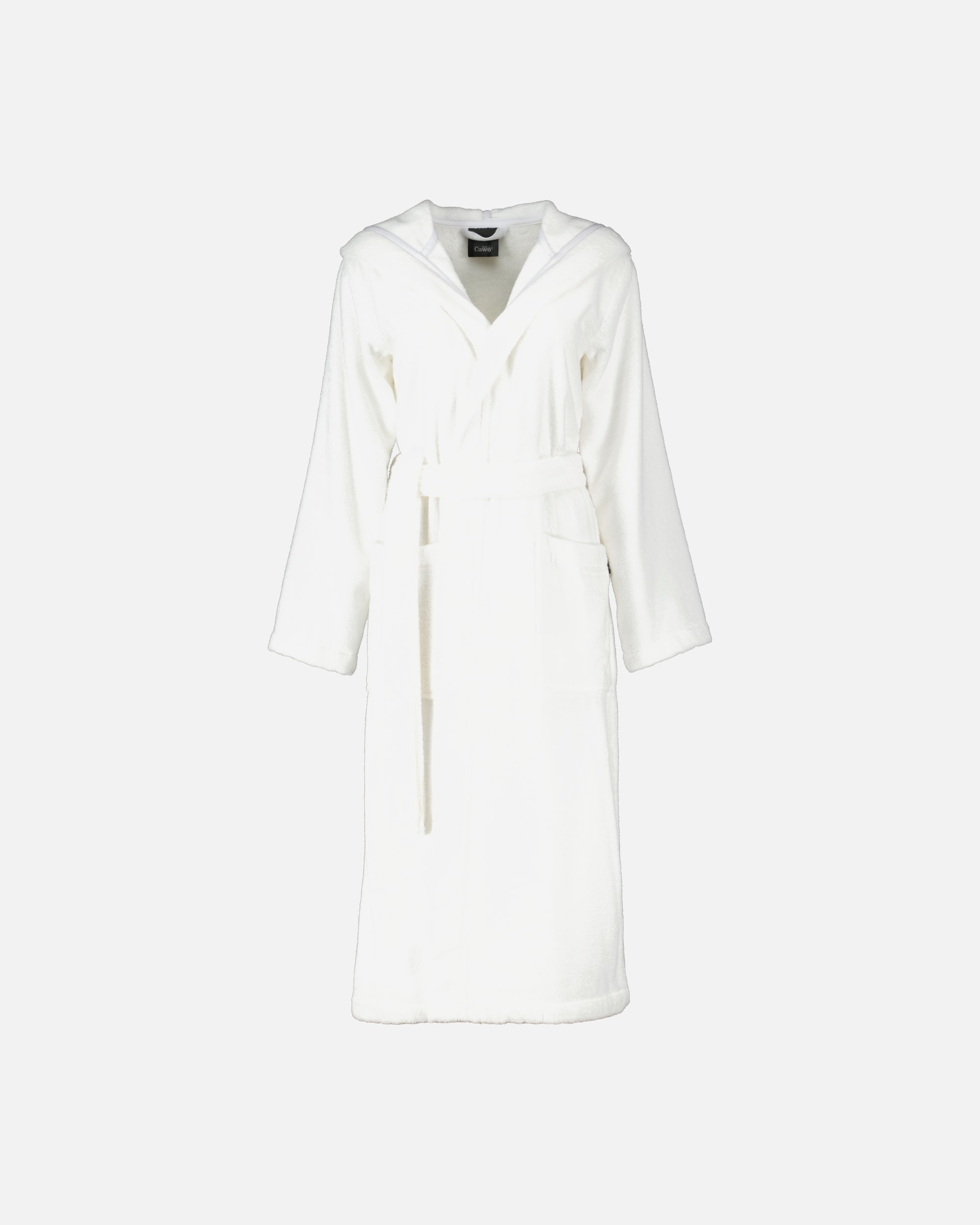 Bademantel für Weiblich Cawö Cawö Bademäntel Damen Kapuze Luxury Basics Kapuze 827 weiß - 67 L