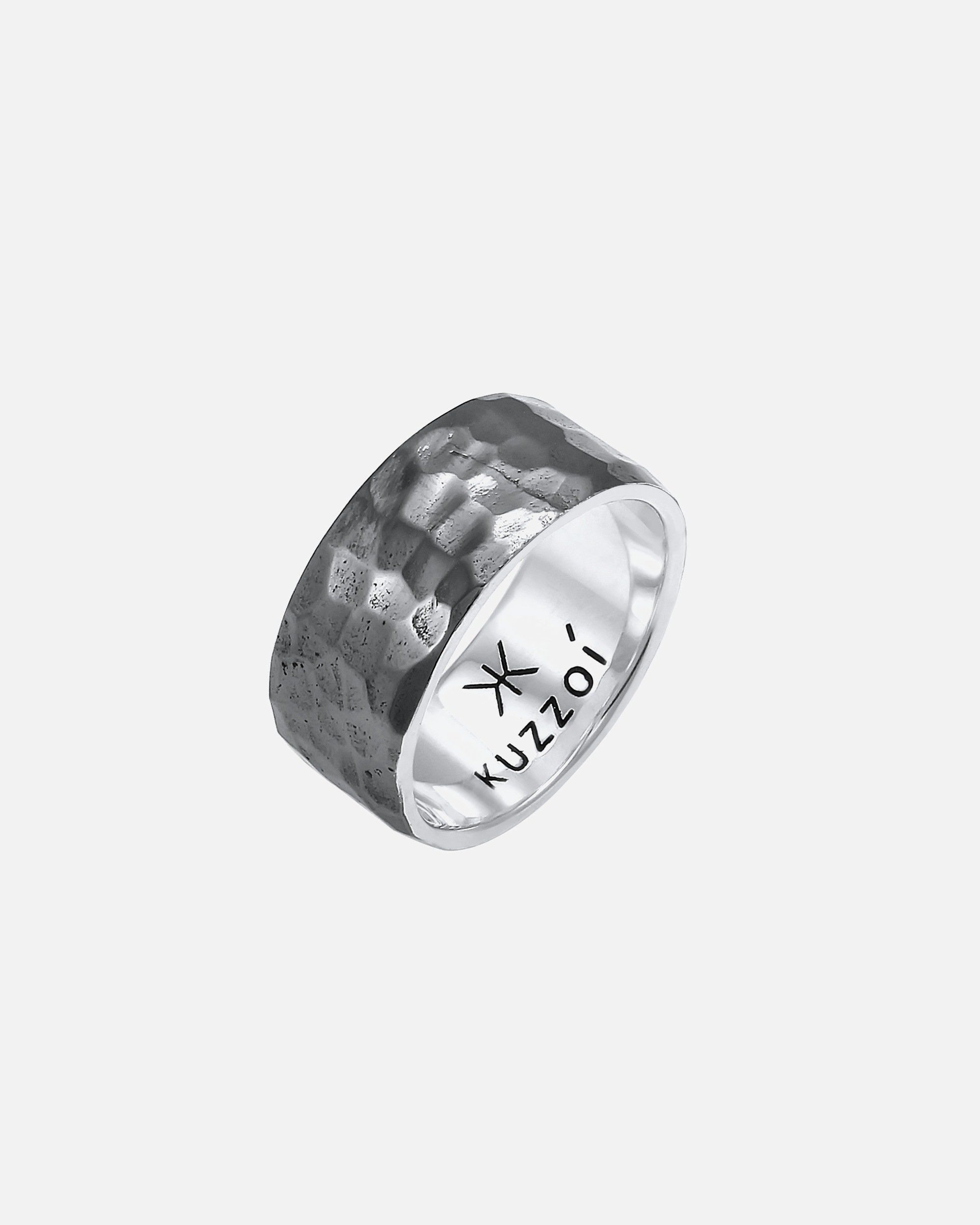 Ring für Männlich KUZZOI Herren Bandring Gehämmert Oxidiert 925 Silber 60