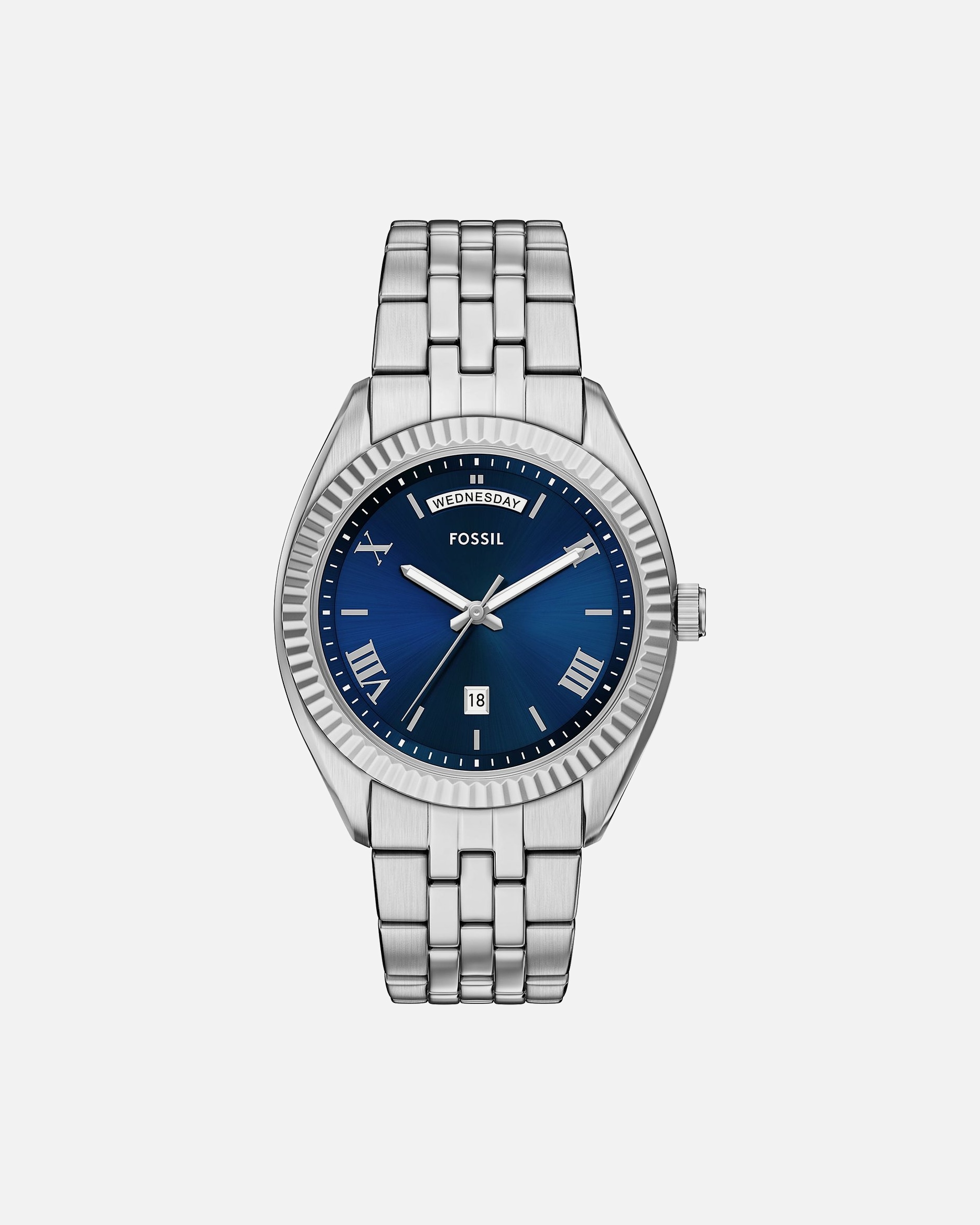 Uhr für Männlich Fossil Herrenuhr Edelstahl blau, silber