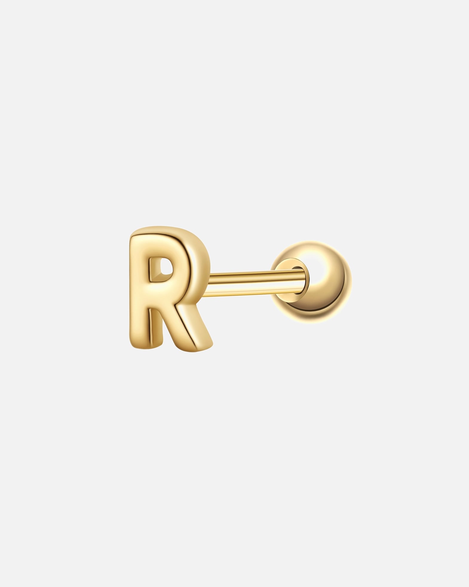 Ohrringe für Weiblich Glanzstücke München Piercing Buchstabe R aus Sterling Silber in gelbgold 3,8 mm