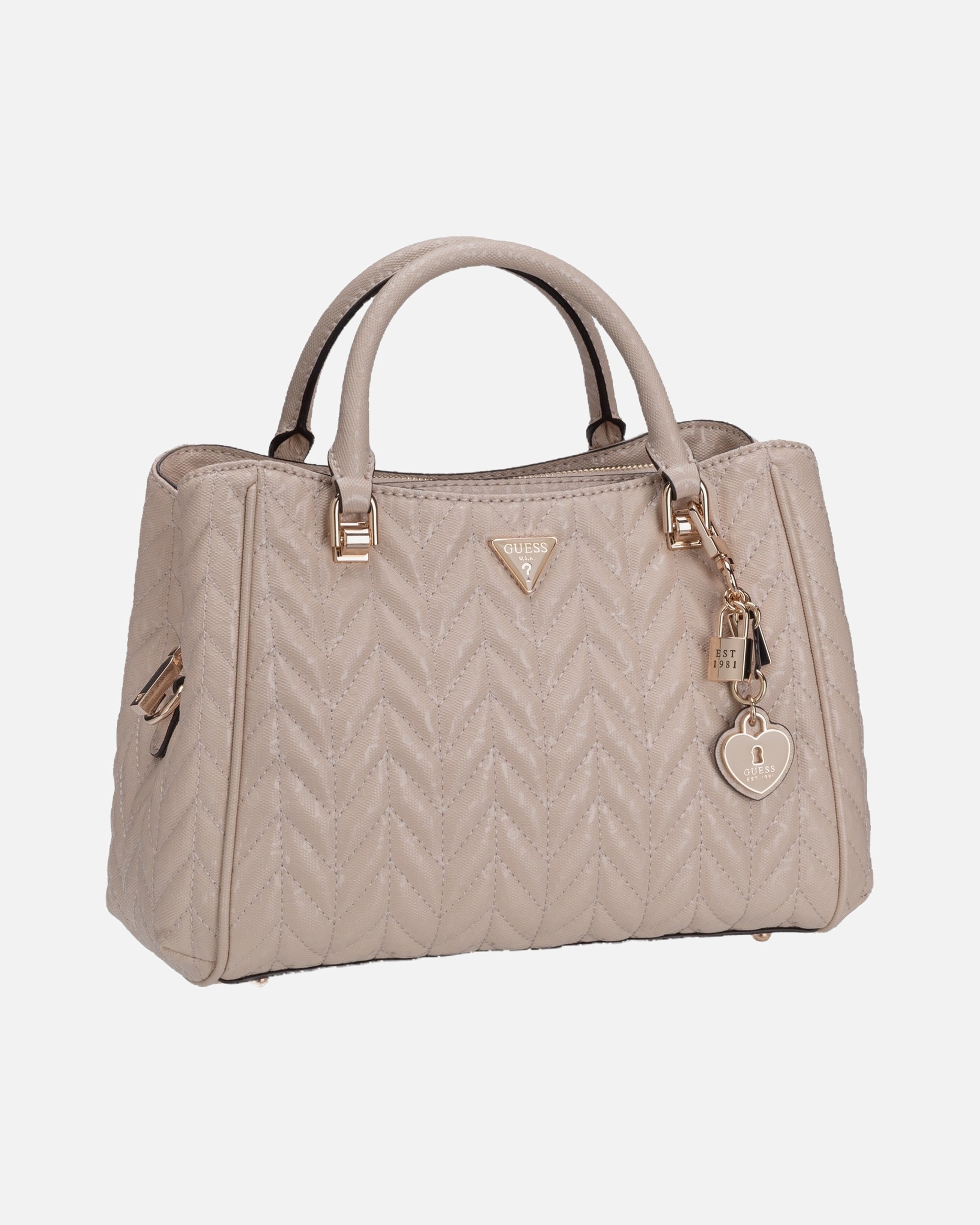 Tasche für Weiblich GUESS Stacey Henkeltasche light beige