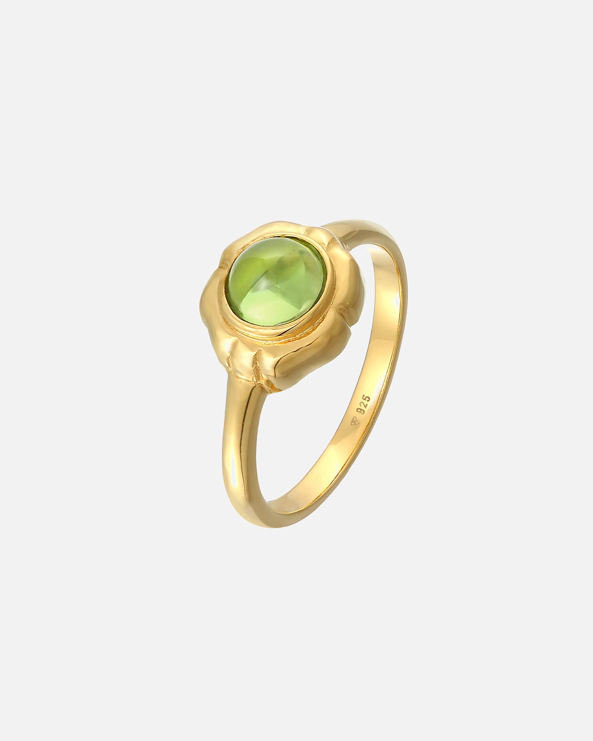 Ring für Weiblich Elli PREMIUM Peridot Cabochon Grün Klassik 925 Silber 56