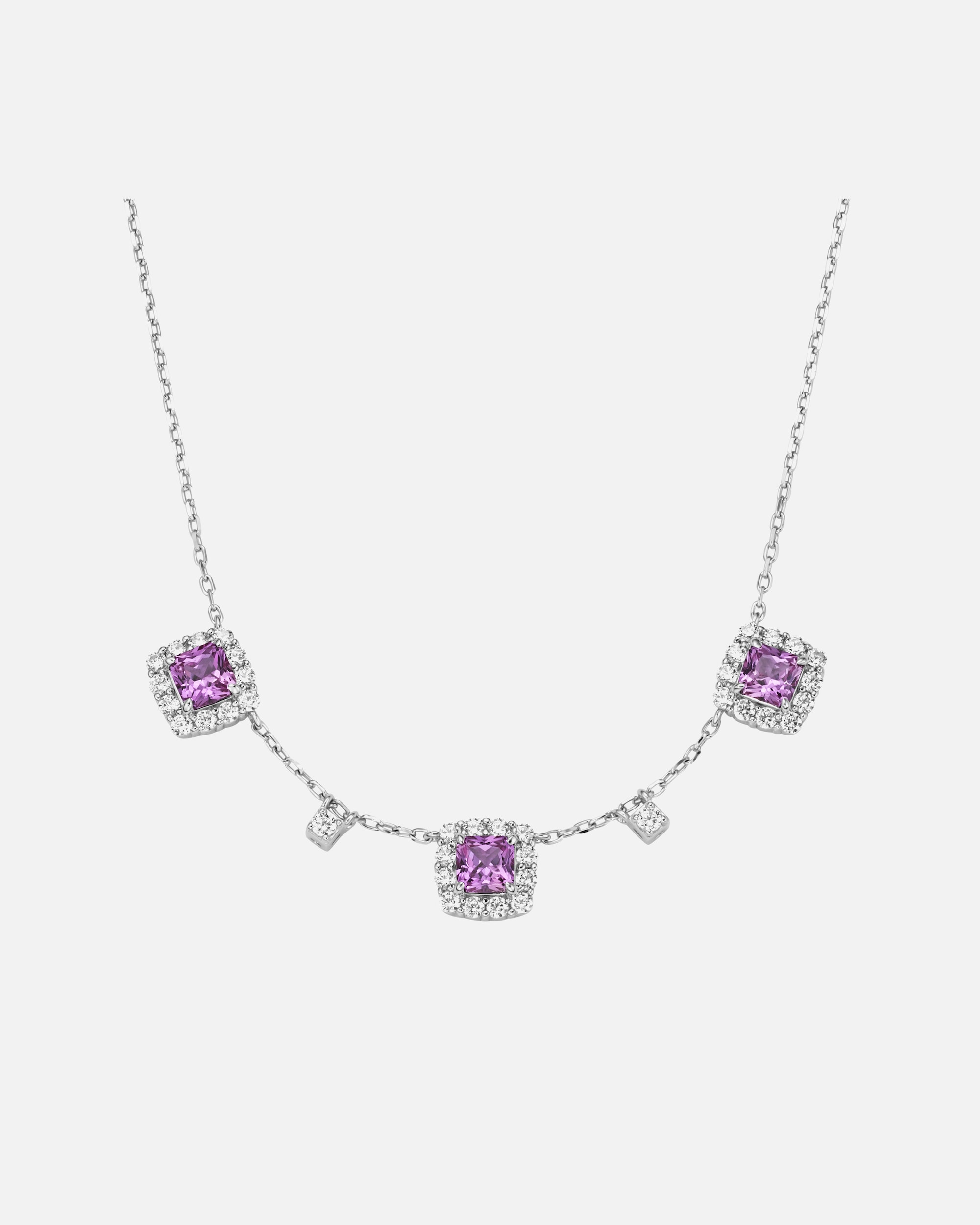 Halskette für Unisex Collier Ziersteine, Zirkonia weiß, Silber 925 45 cm