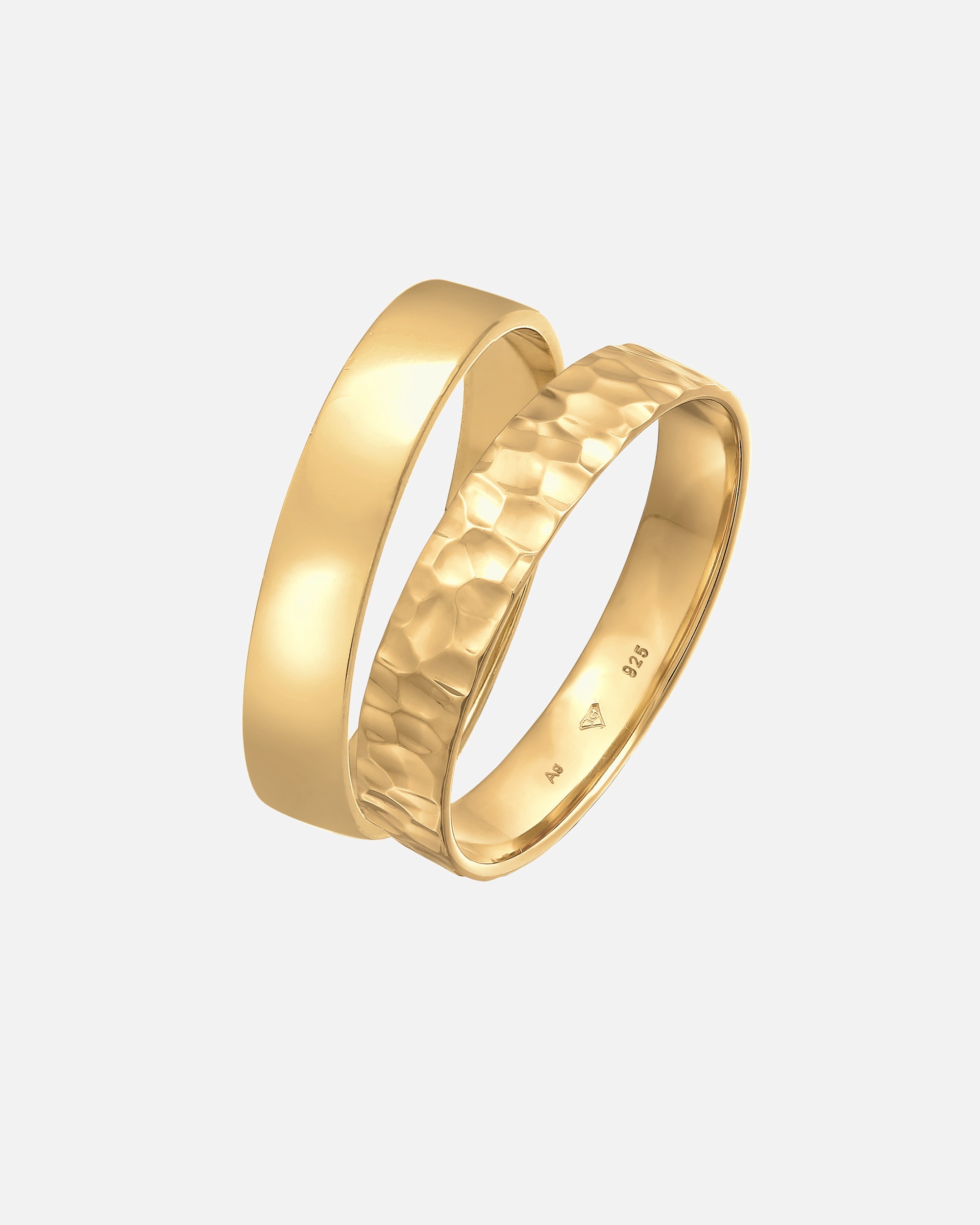 Ring für Männlich KUZZOI Set Unisex Basic Gehämmert 925 Silber 54
