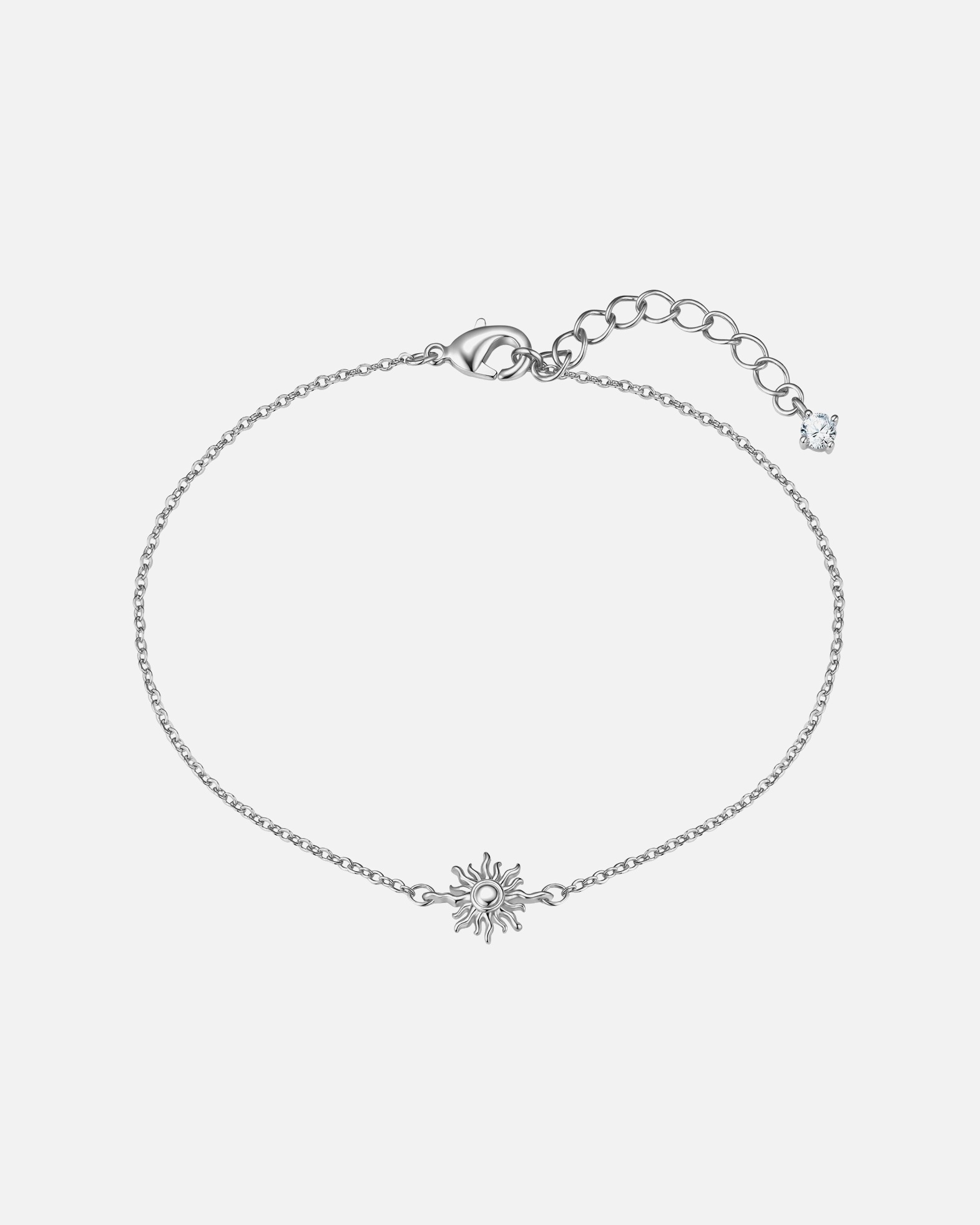 Armband für Weiblich Armband Sonne aus Messing in silber mit Zirkonia 17,0 cm Basislänge + 3,0 cm Verlängerung