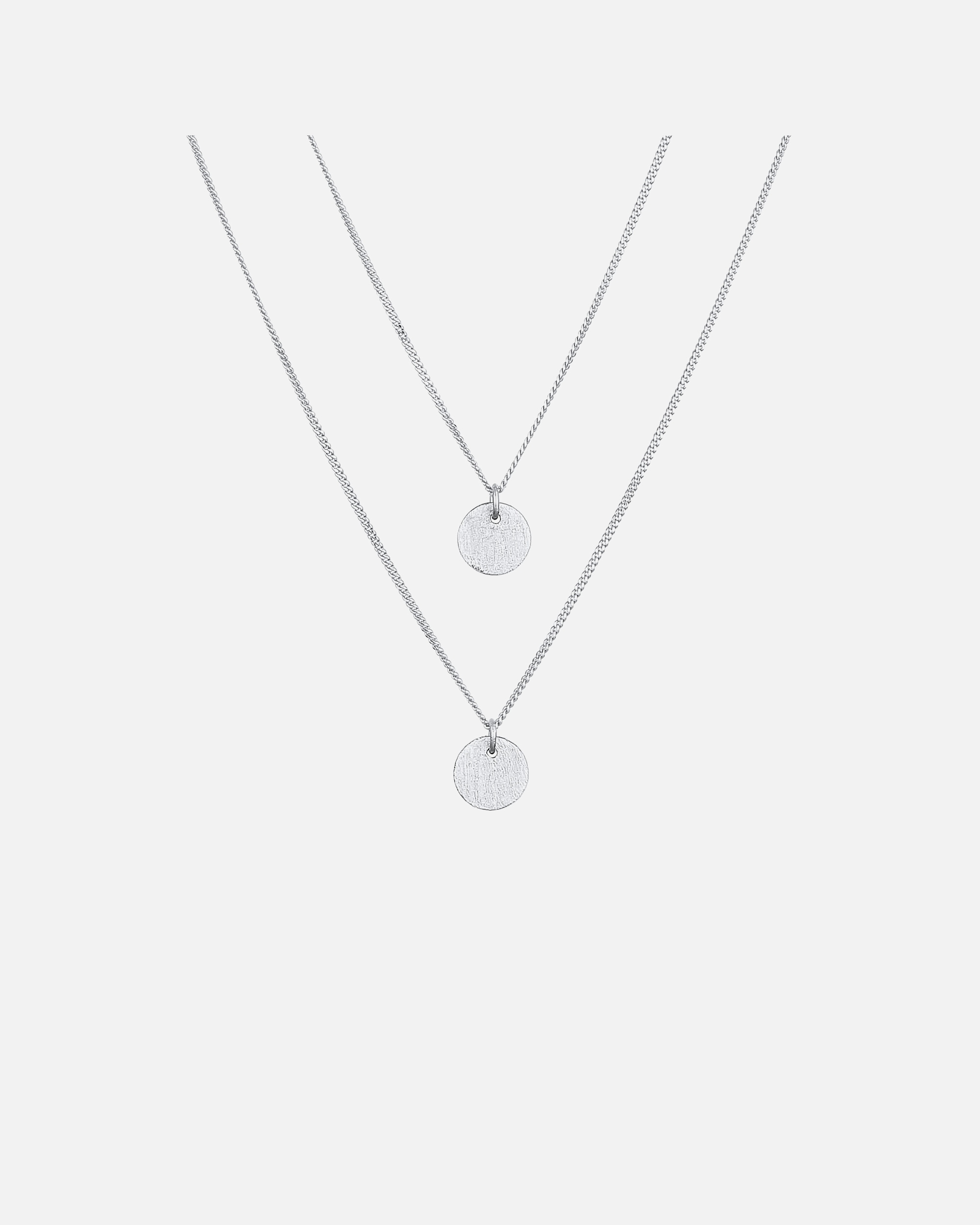 Halskette für Weiblich Elli 2-lagig Layer Plättchen Rund Gebürstet 925 Silber 1 Stück