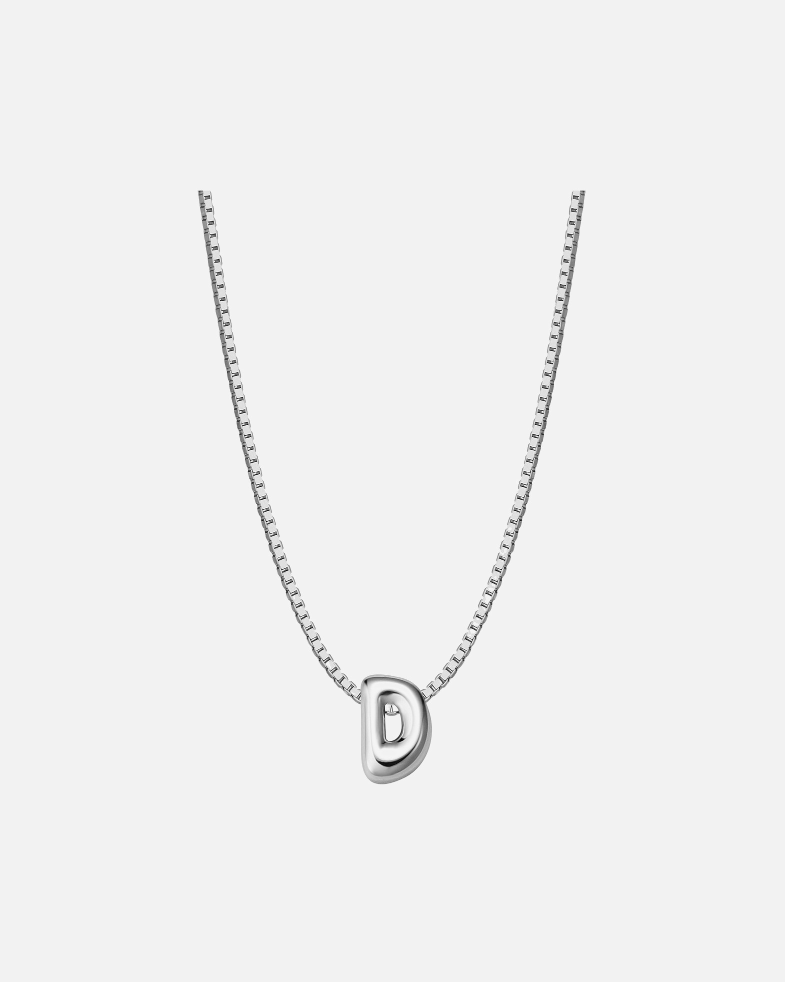 Halskette für Weiblich Halskette Buchstabe D aus Sterling Silber in silber 40,0 cm Basiskette + 5,0 cm Verlängerung