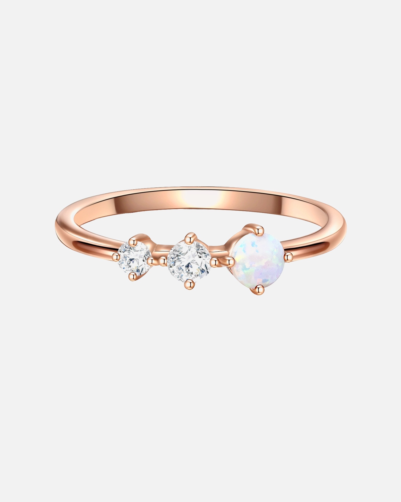 Ring für Weiblich Glanzstücke München Ring aus Sterling Silber in roségold mit Zirkonia und Opal 56