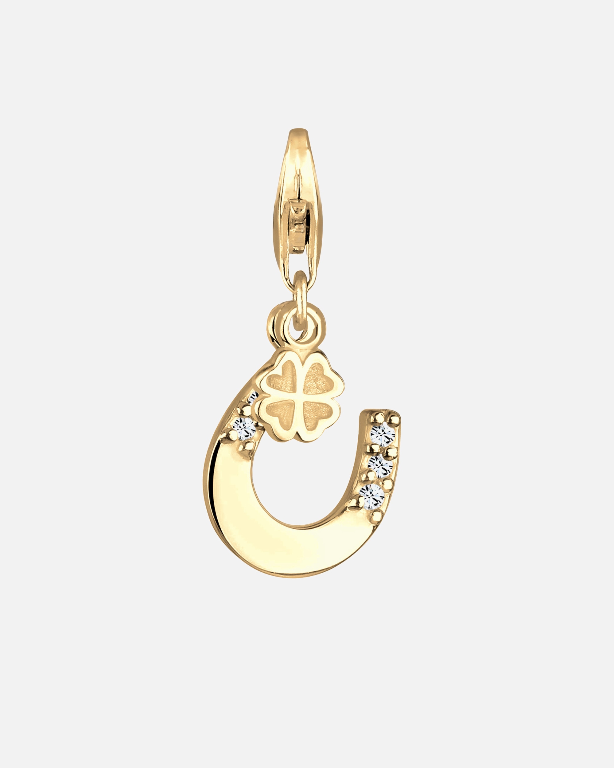 Schmuckanhänger für Weiblich Nenalina Hufeisen Kleeblatt 925 Silber, mit Kristallen von Swarovski® 1 Stück