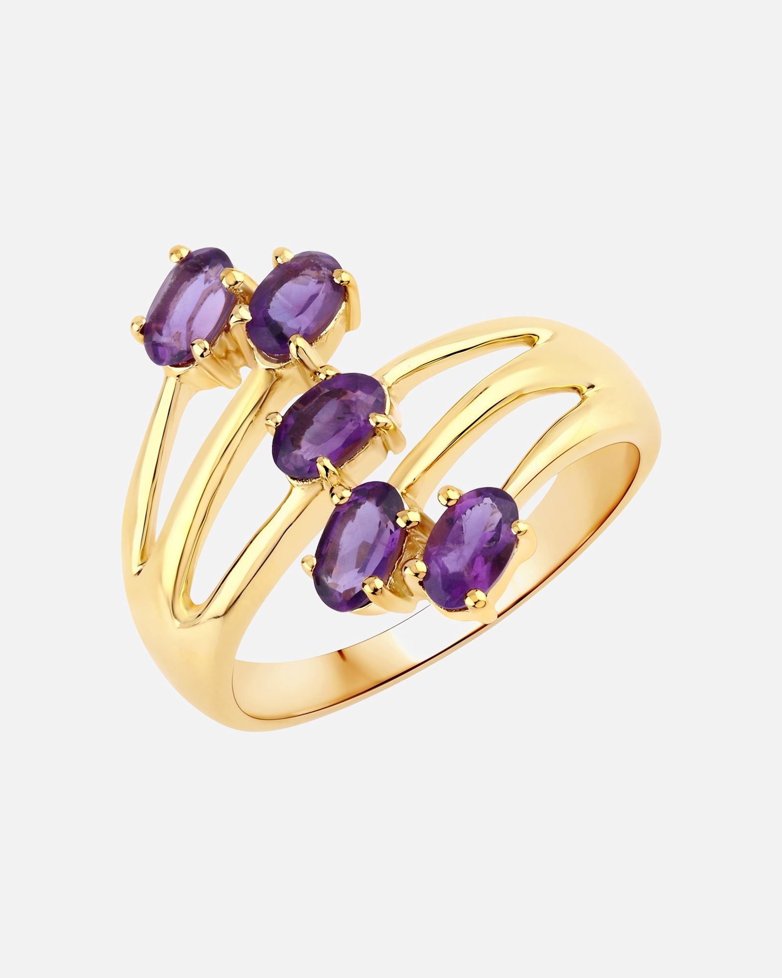 Ring für Weiblich Rafaela Donata Ring Sterling Silber Amethyst in Gelbgold 50