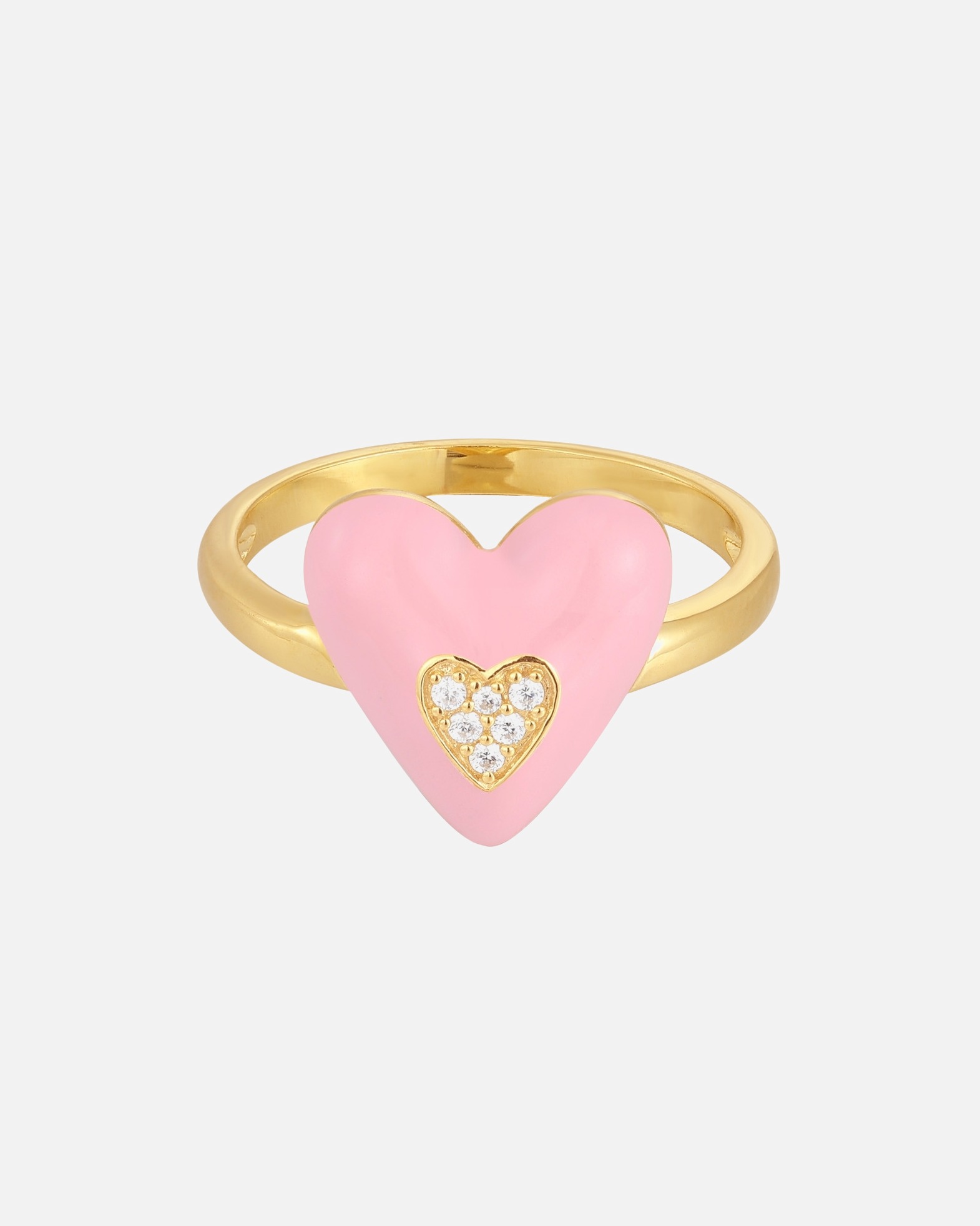 Ring für Weiblich Glanzstücke München Ring Herz Sterling Silber Zirkonia in Gelbgold 52
