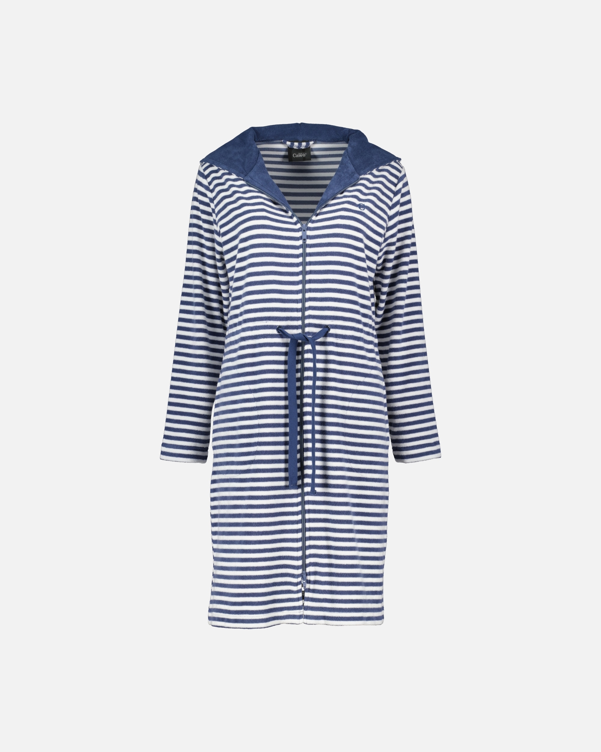Bademantel für Weiblich Cawö Cawö Bademäntel Damen Kurzmantel mit Kapuze Campus 834 nachtblau - 16 1 Stück