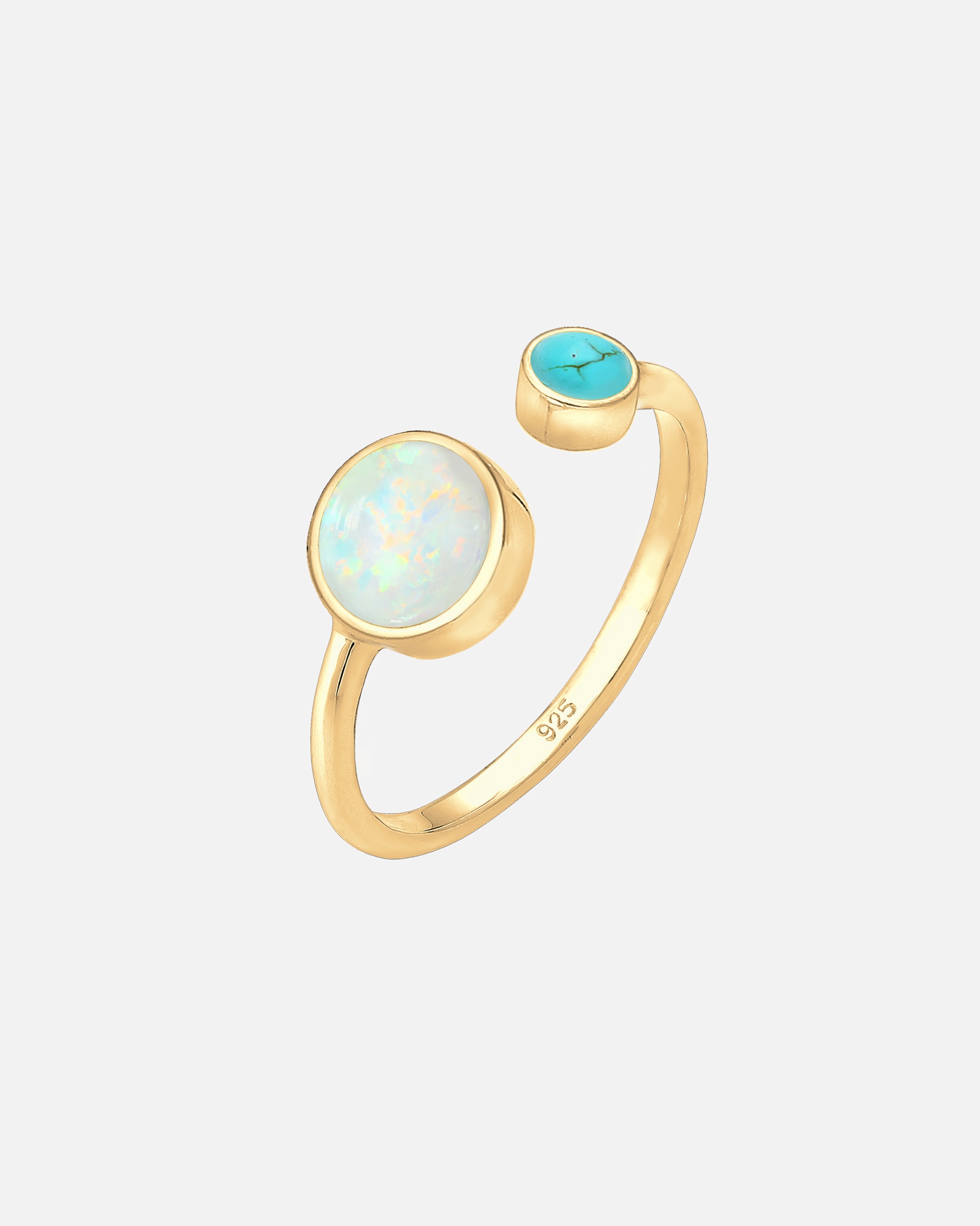 Ring für Weiblich Elli Geo Opal Howlith Boho Offen Verstellbar 925 Silber Gold