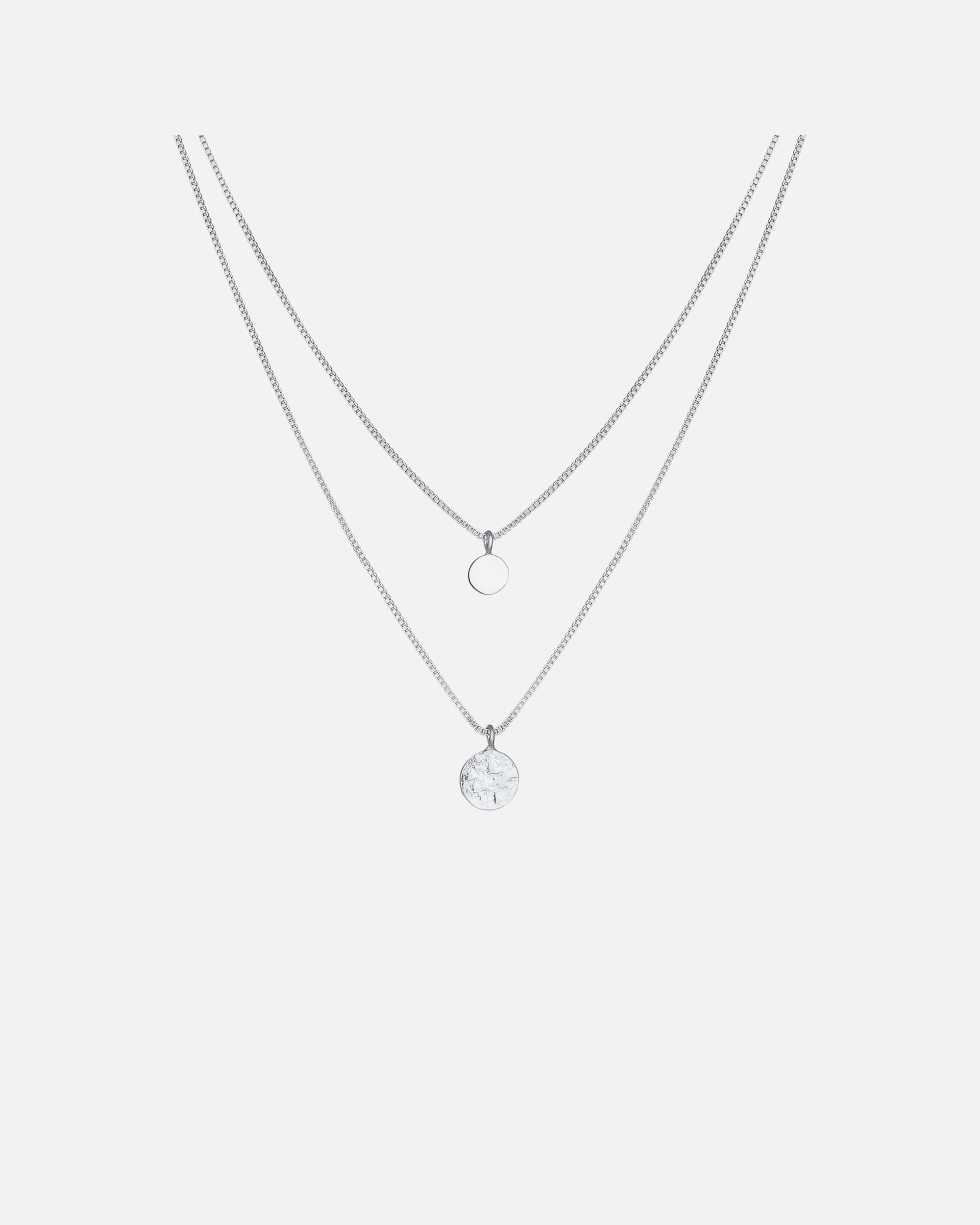 Halskette für Weiblich Elli 2-lagig Layer Coin Plättchen Struktur 925 Silber 1 Stück