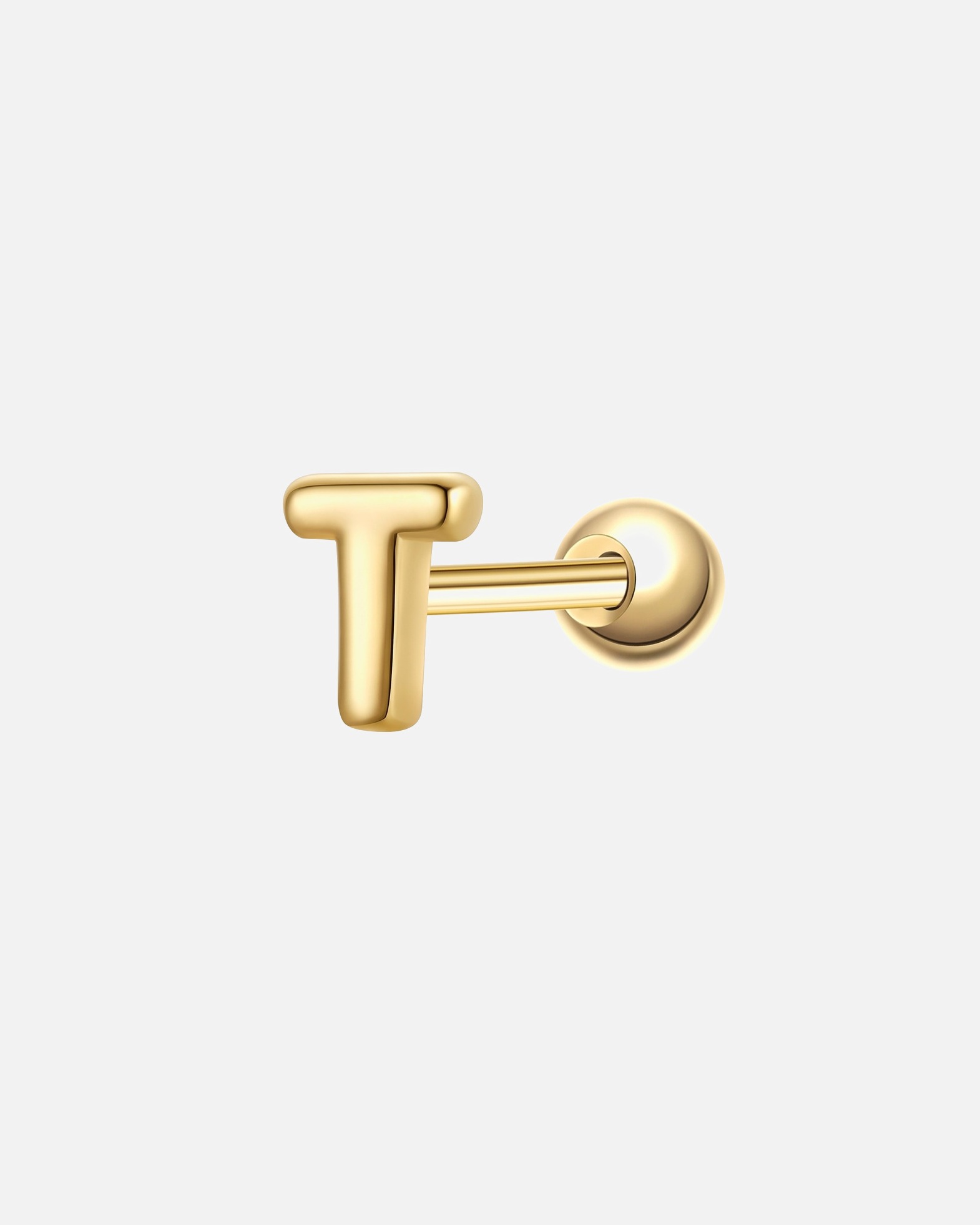 Ohrringe für Weiblich Piercing Buchstabe T aus Sterling Silber in gelbgold 4,4 mm