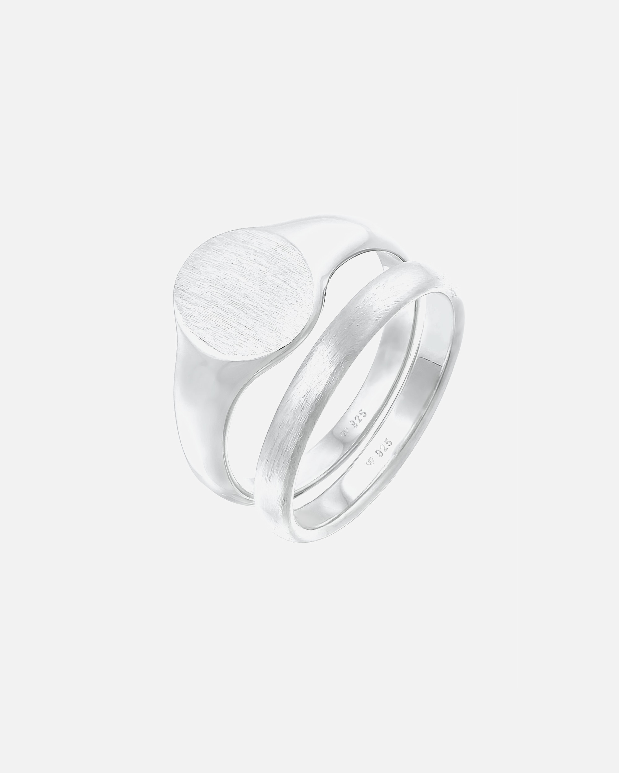Ring für Männlich KUZZOI Herren Siegelring Basic Bandring 2er Set 925 Silber 66
