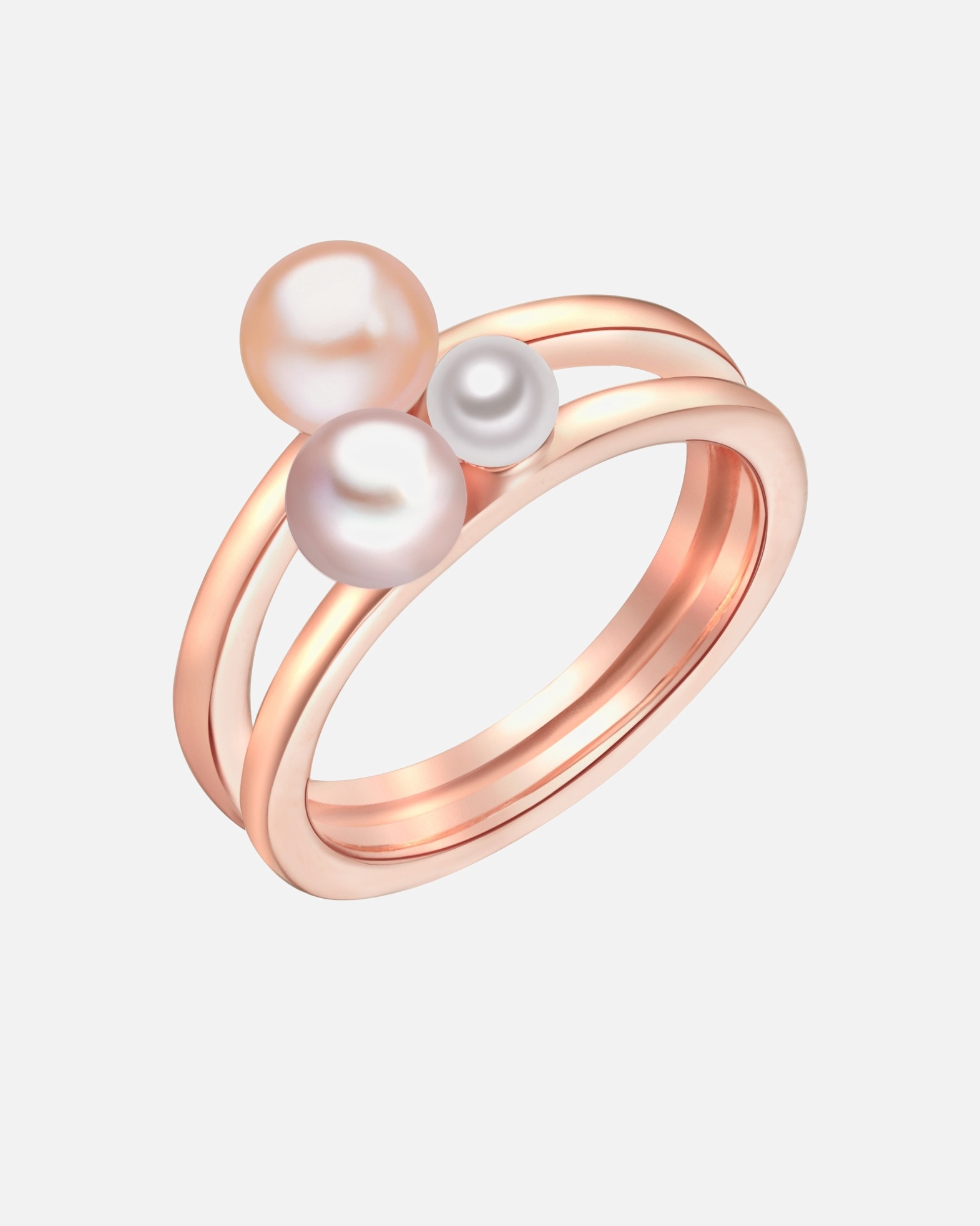 Ring für Weiblich Lulu & Jane Perlen-Ring Sterling Silber Süßwasser-Zuchtperle in Roségold 56