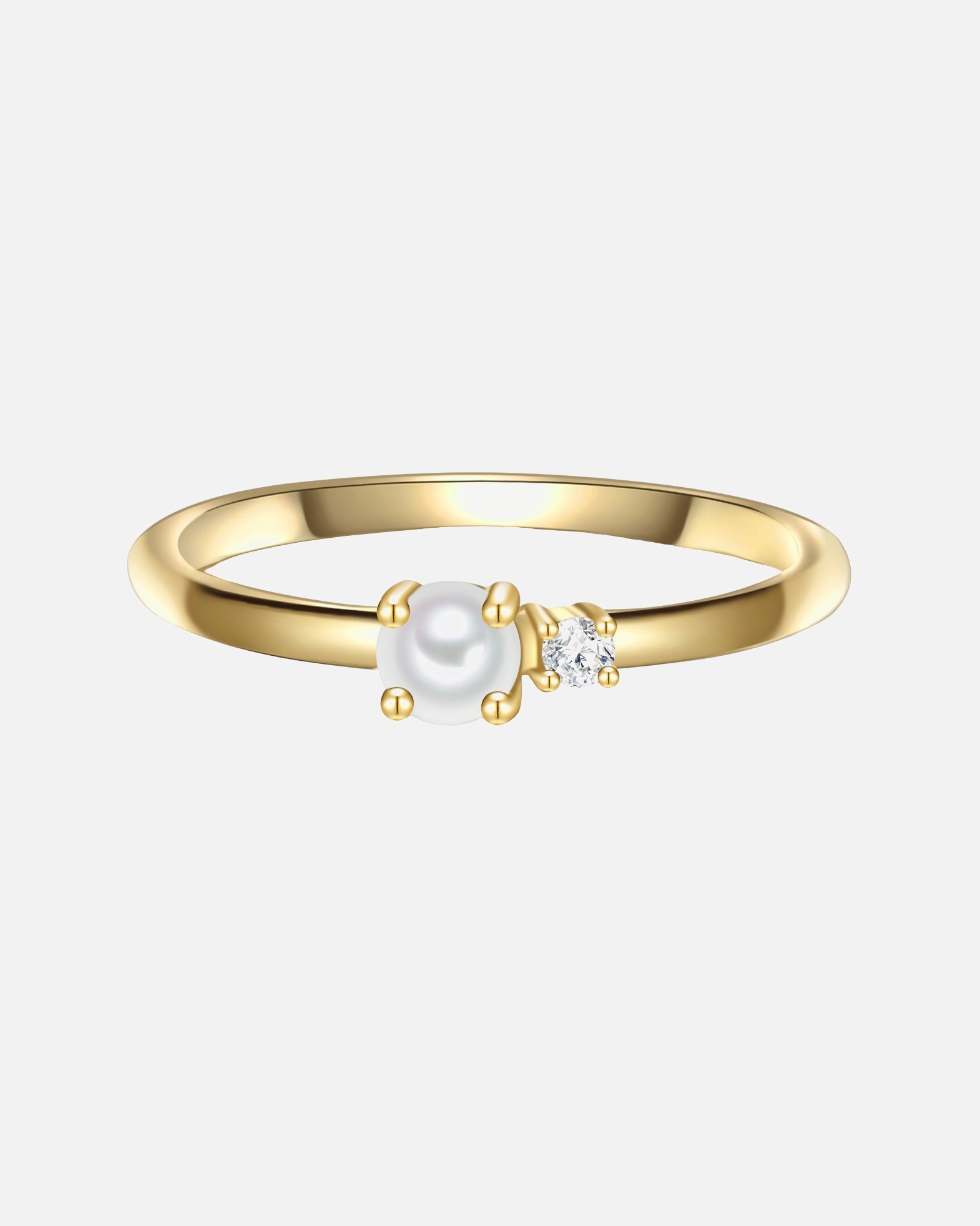 Ring für Weiblich Glanzstücke München Ring aus Sterling Silber in gelbgold mit Zirkonia Süßwasser-Zuchtperle 48