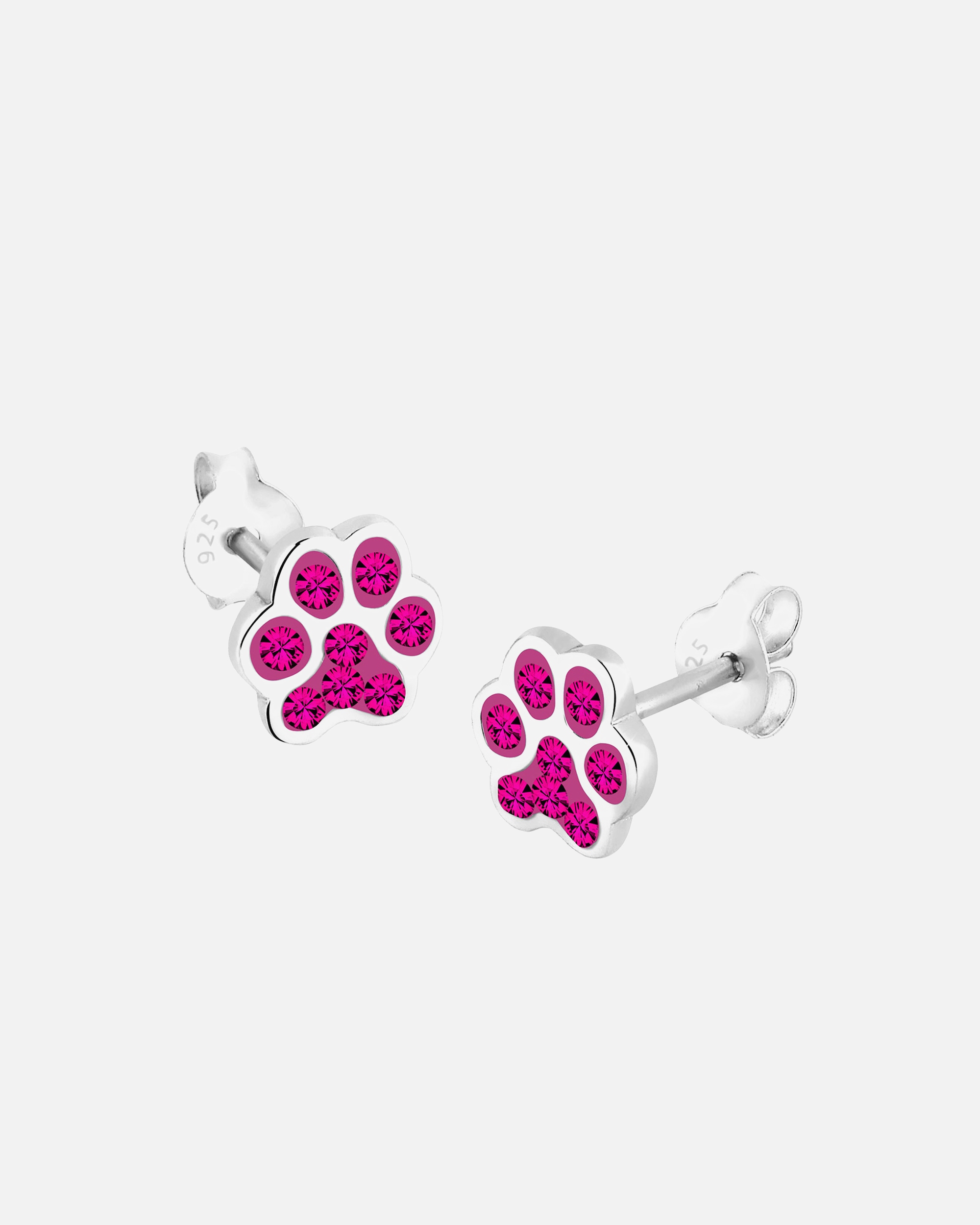 Ohrringe für Weiblich Elli Pfoten Tier Hund Kristalle 925 Silber 1 Stück